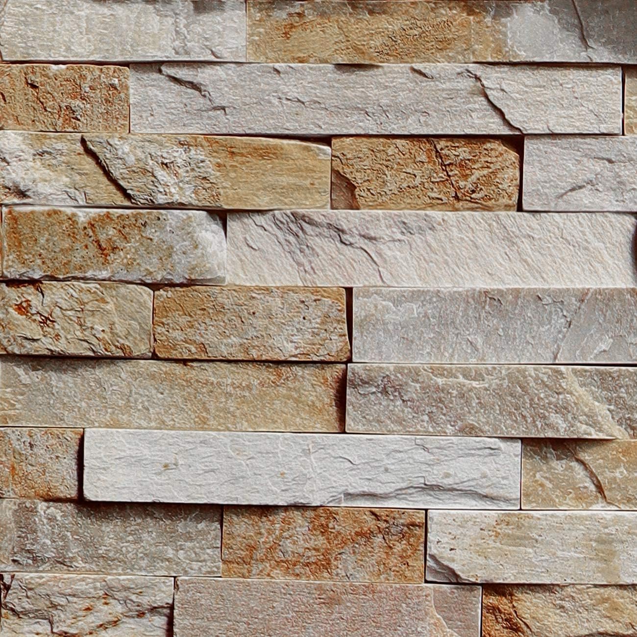 Livelynine 40 cm x 10 m 3D selbstklebende Tapete im Steinoptik-Design (beige) für Wand & Spritzschutz