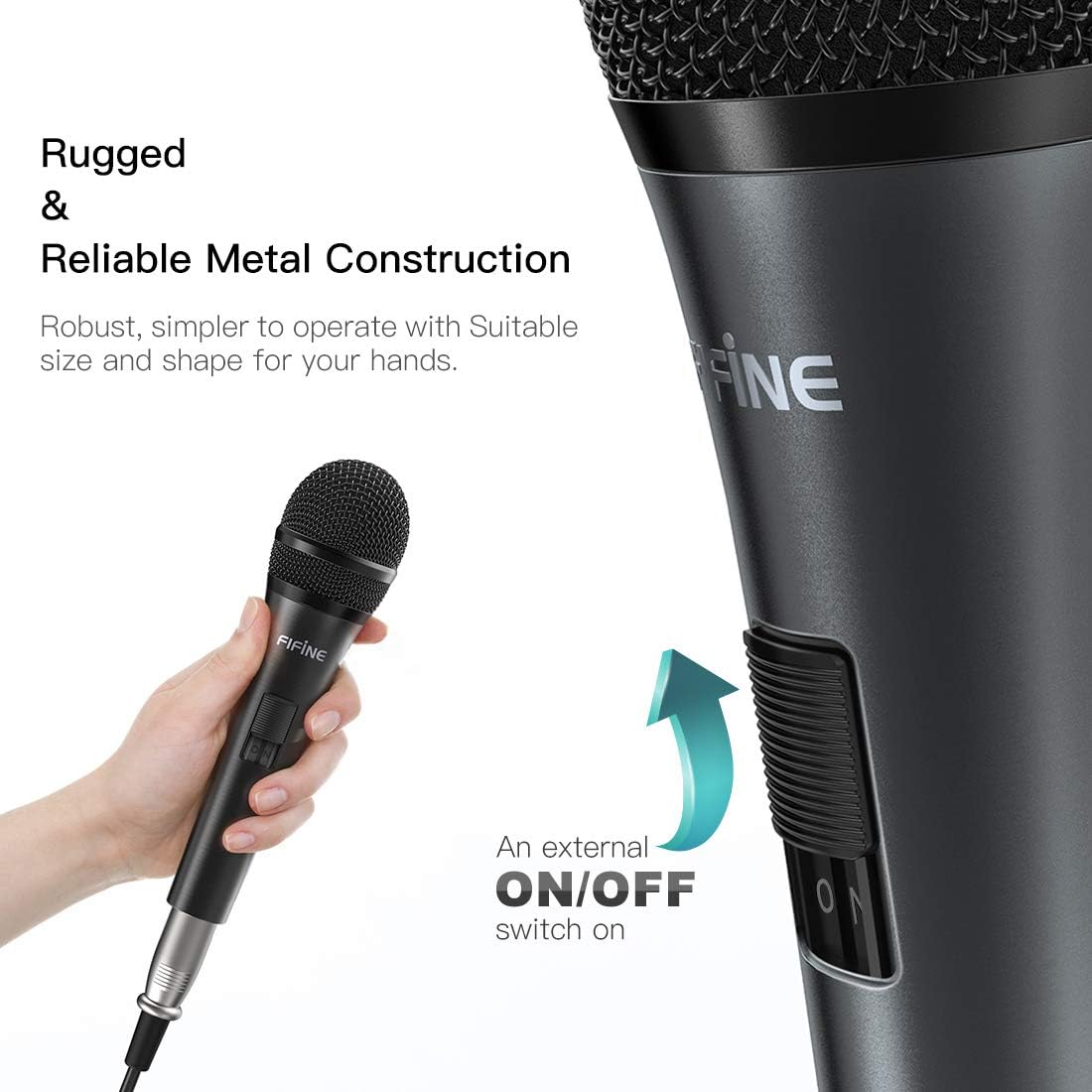 Thumbnail 4 de FIFINE K6 Karaoke Dynamic Microphone — Wired 1/4" (6.35mm) vocal mic for live singing