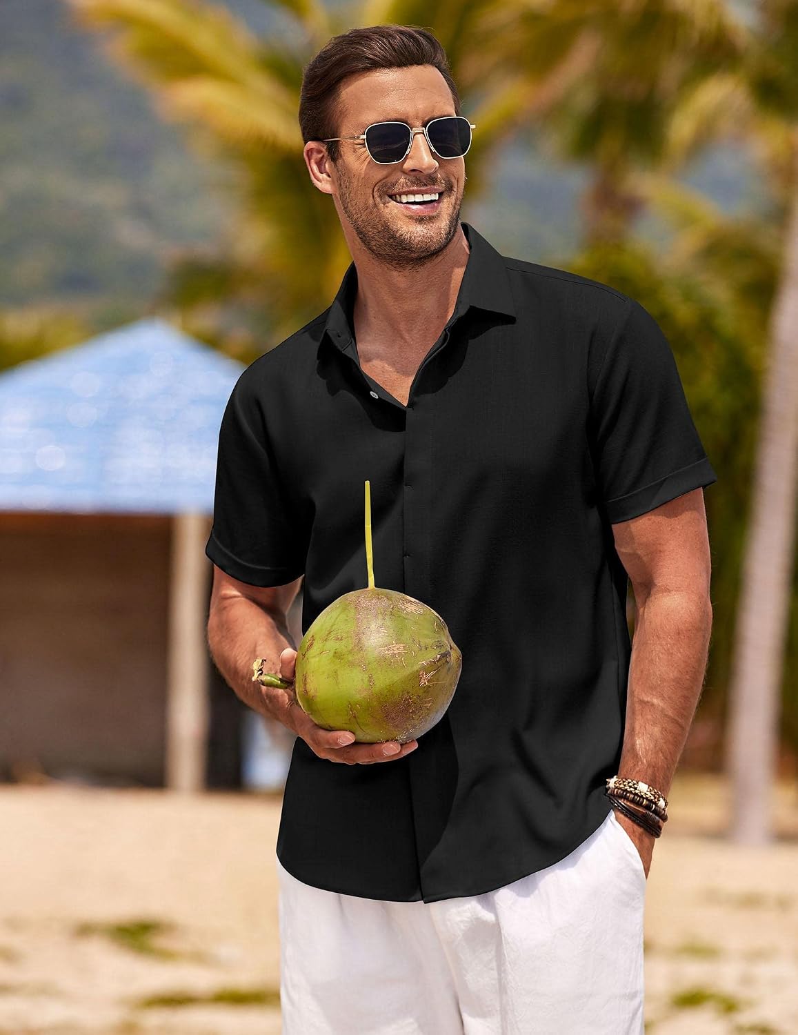 Thumbnail 4 de COOFANDY Linen Short Sleeve Shirt