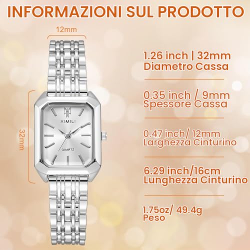 Detalle 2 de OFFCUP Orologio da donna al quarzo, cassa da 36,8 mm e cinturino in acciaio