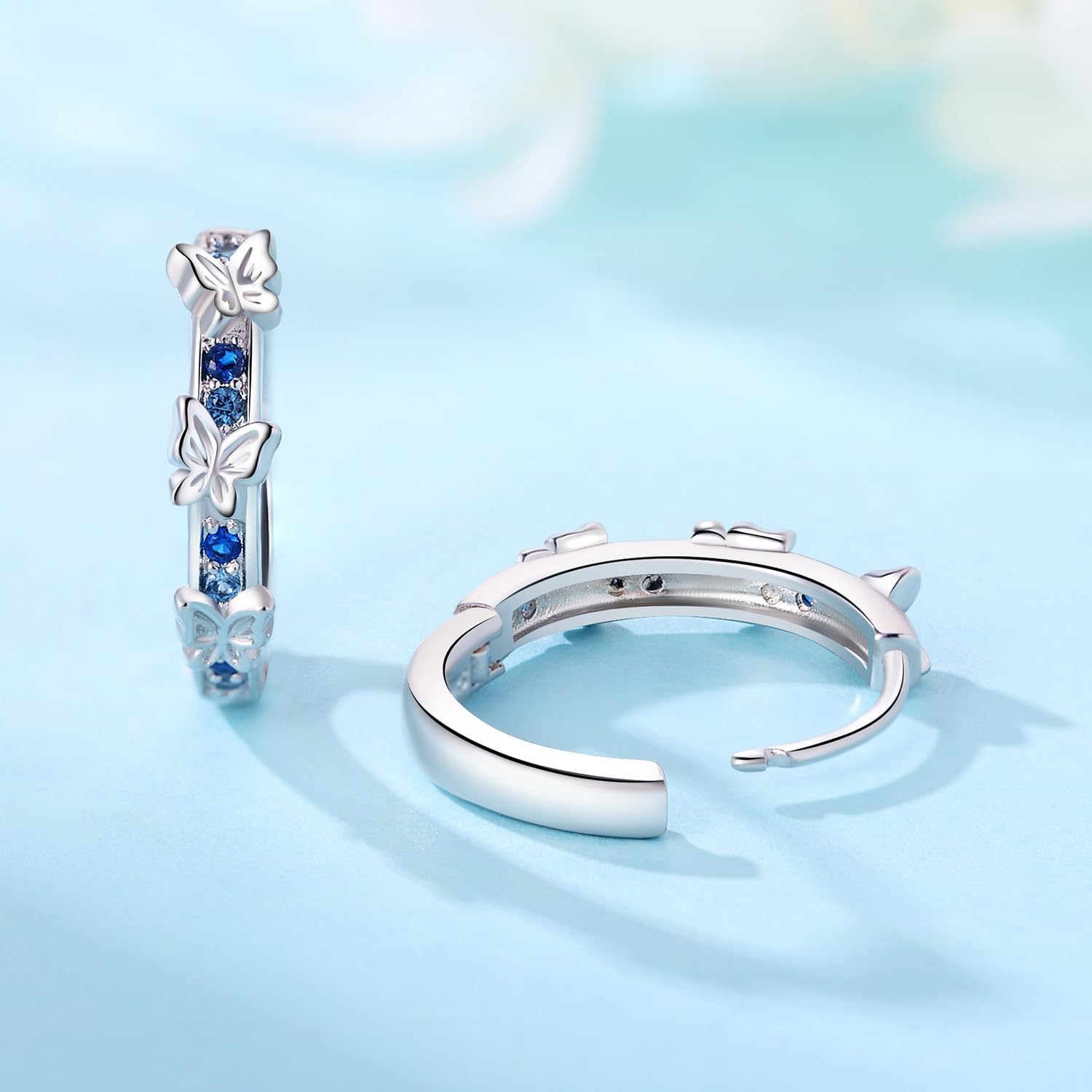 Detalle de CYMYSS Ohrringe Silber 925 Creolen – Kleine Hoop-Ohrringe aus Sterlingsilber für Damen