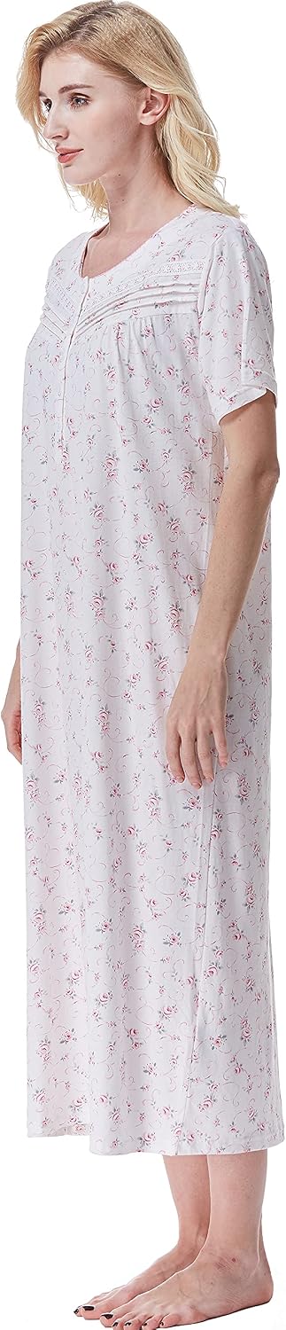 Thumbnail 4 de Keyocean nightgown 100% Cotton Women's Nightdress, Short Sleeves, Mid-Calf