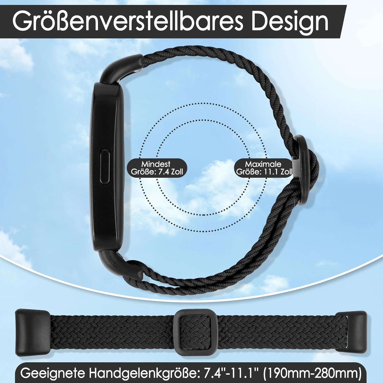Thumbnail 2 de TumCez Geflochtenes Nylon-Armband für Huawei Band 8/9/10 – Verstellbares, Hautfreundliches Ersatzarmband