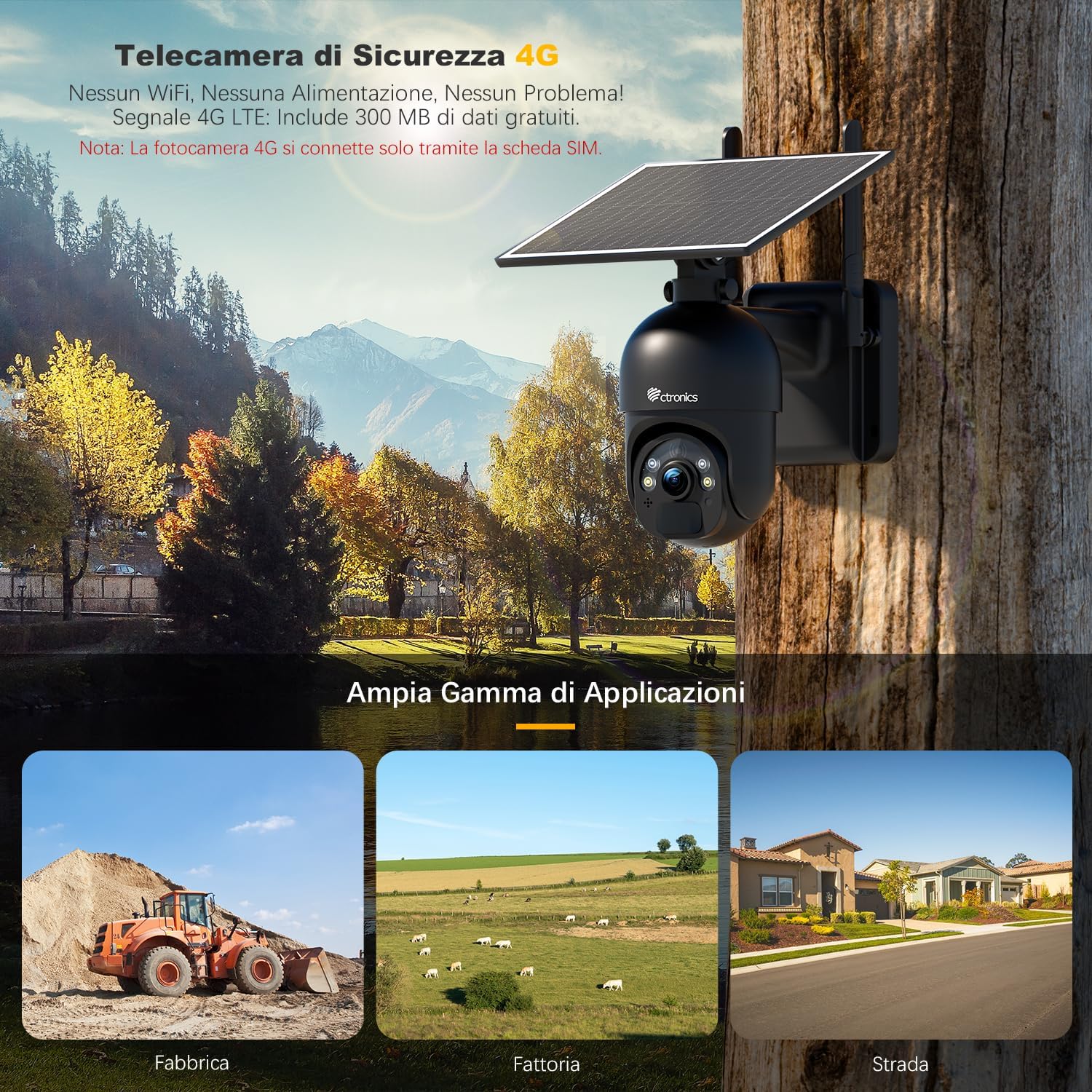 Detalle de Ctronics 2,5K 4G LTE telecamera IP66