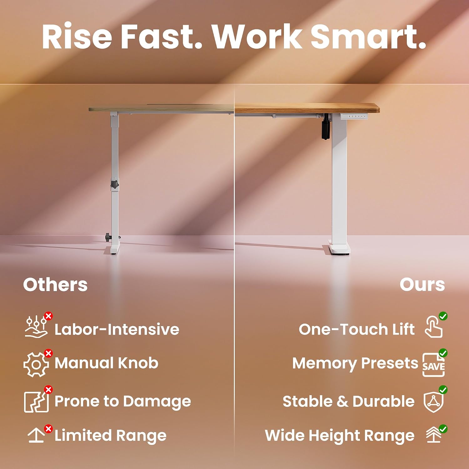 Detalle 2 de HUANUO ESD01LV-100A-US 40 x 24-Inch Electric Standing Desk, 4 Presets