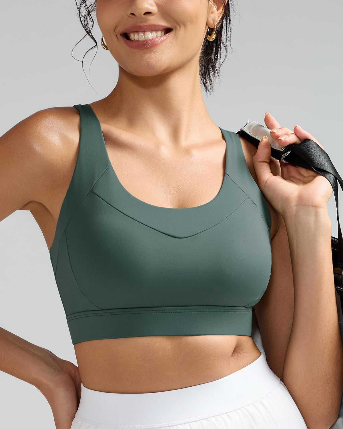 Detalle de RUNNING GIRL High Support Sports Bra with Molded Cups and Criss-Cross Straps