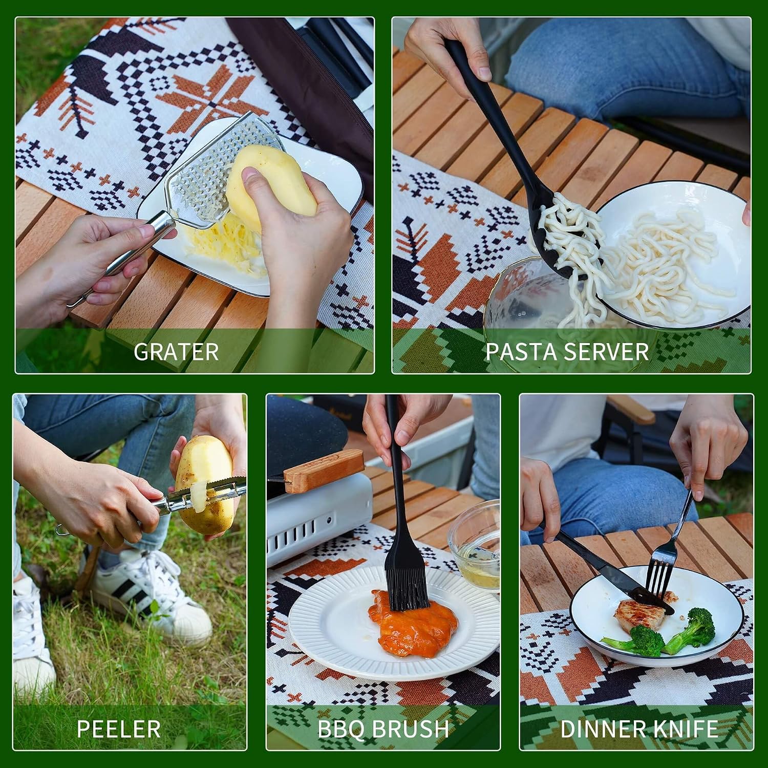 Detalle 1 de Wesqunie Camping Cookware 30-Piece Silicone and Stainless Steel Utensil Set
