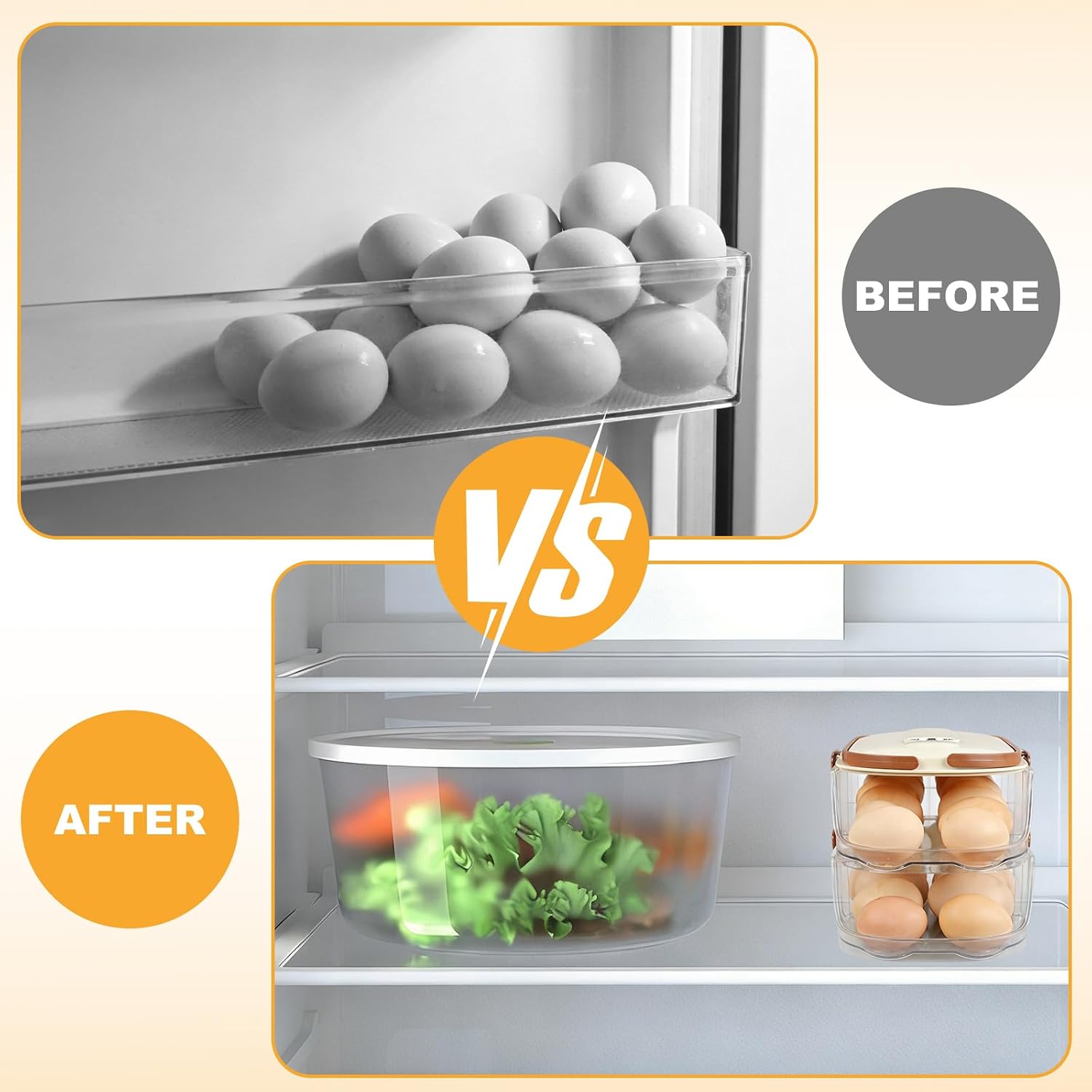 Thumbnail 3 de Qxutiwy DCF456782E Double-Column Refrigerator Egg Holder with Rolling Tray