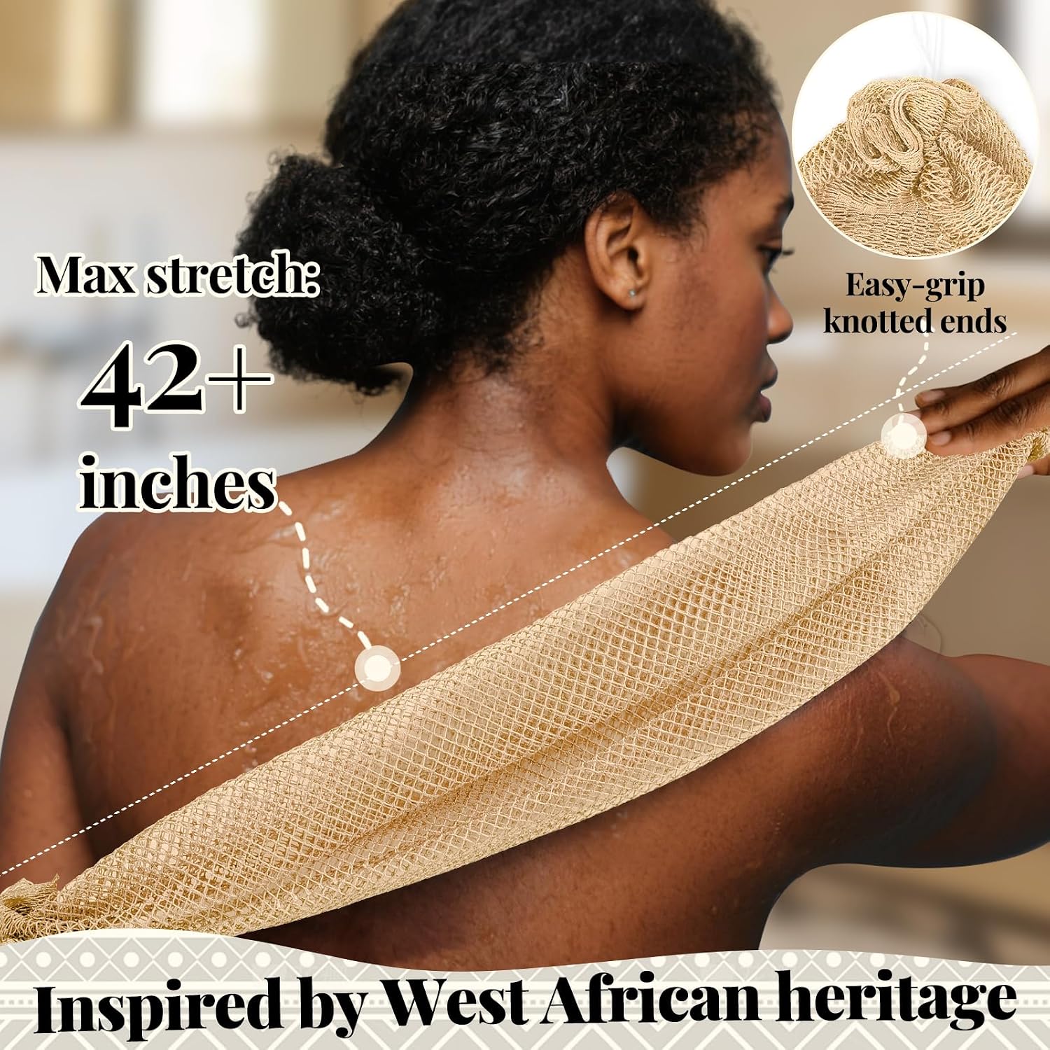 Thumbnail 1 de Zeefpod African Net Sponge, 4-Pack, 42-Inch Nylon Body Exfoliators