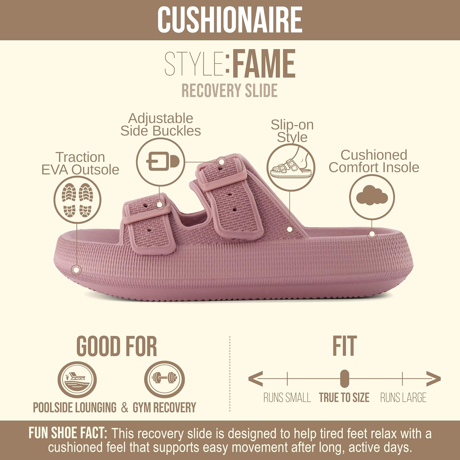 Thumbnail 3 de CUSHIONAIRE Fame Pillow Recovery Sandals for Women: Adjustable, Waterproof EVA Cloud Slides