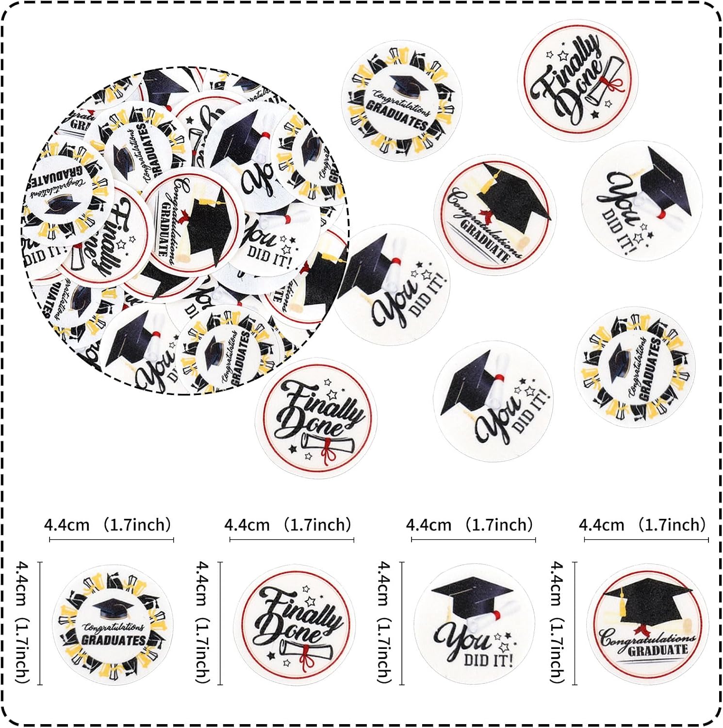 Detalle 2 de Keaziu 2026 Edible Graduation Cupcake Toppers, 40 Rice Paper Picks