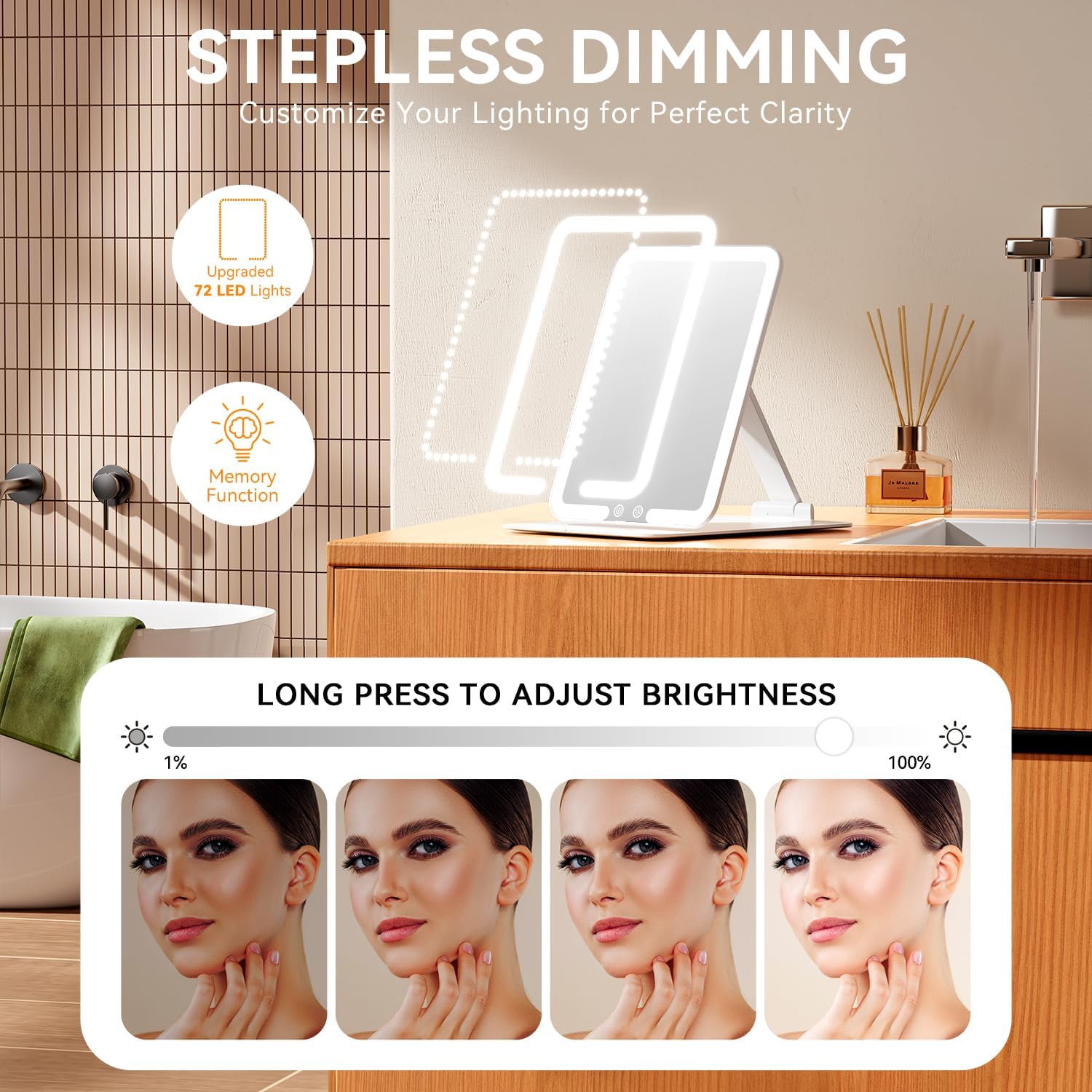 Detalle 2 de Auxmir Rechargeable Makeup Mirror 3‑colour LED 💄