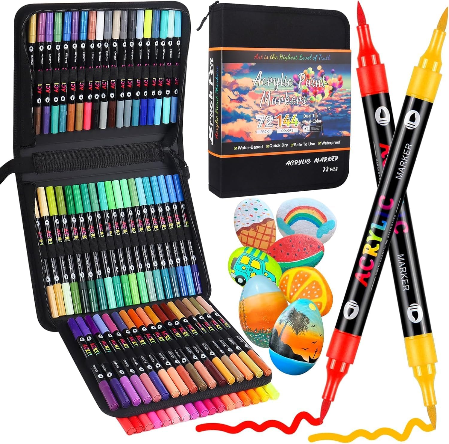 Thumbnail 6 de Sanyetral 120 Colour Acrylic Paint Markers (60 dual-tip pens) for wood, canvas, glass & more