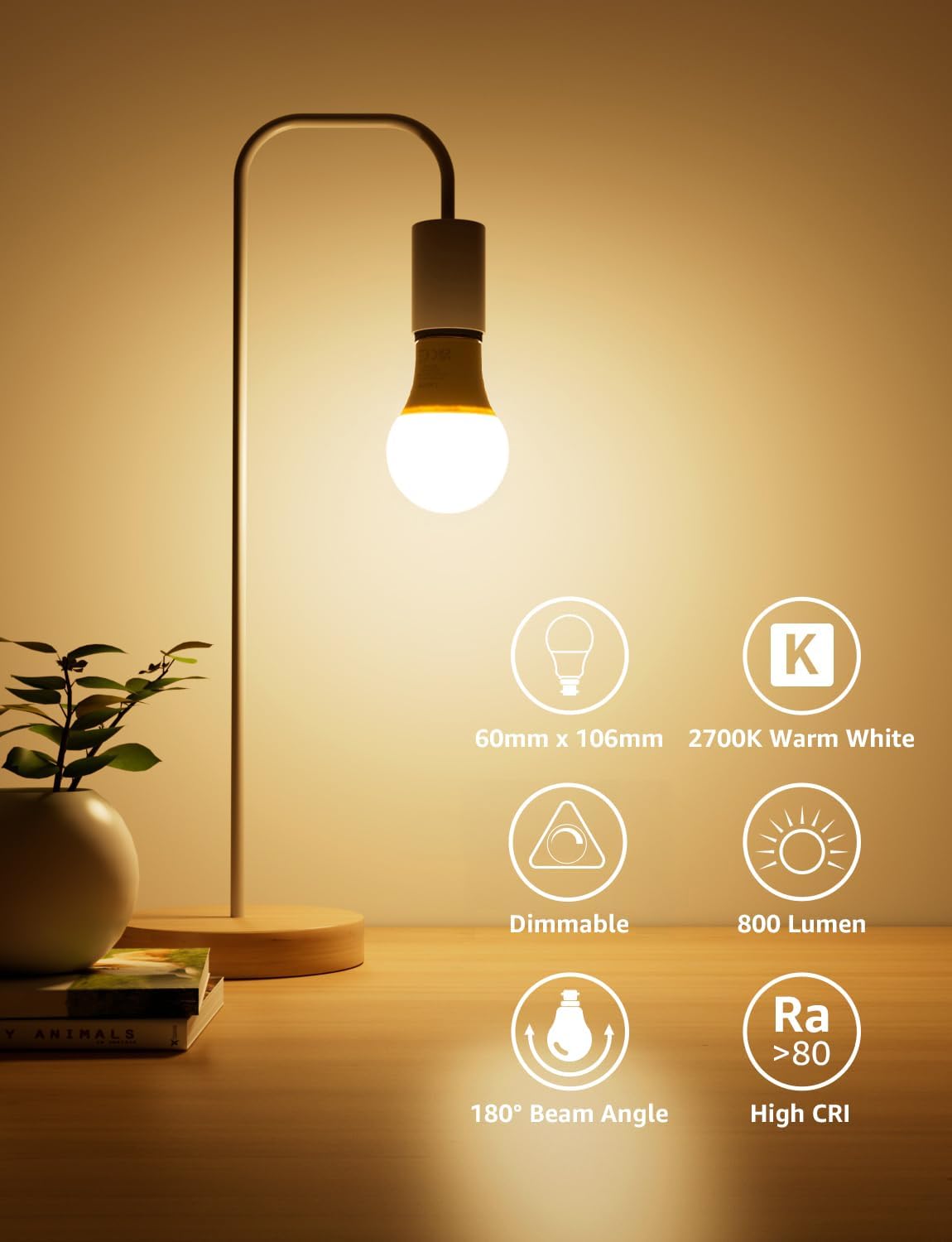 Thumbnail 2 de Lepro Dimmable Bayonet Light Bulb 60W Equivalent