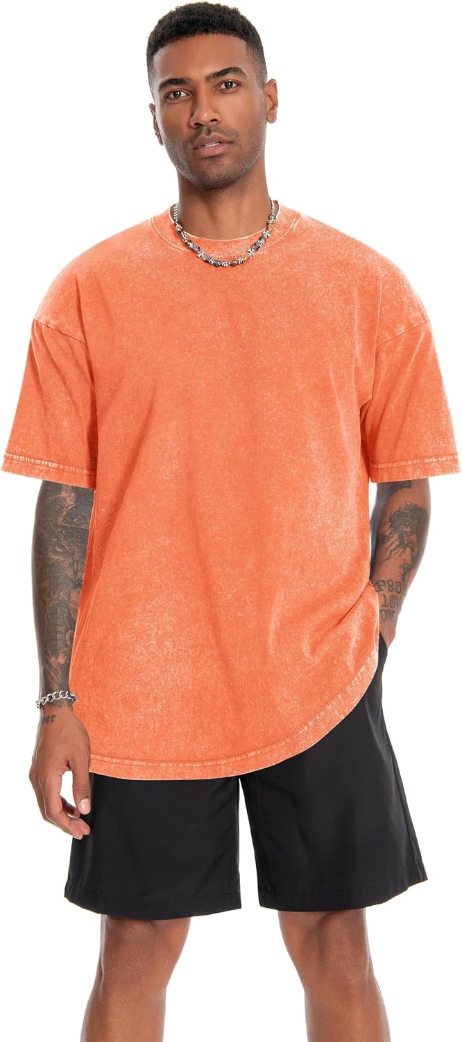 Thumbnail 1 de Oversized Tshirts for Men Short Sleeve Vintage Washed Basic Loose Tees 2026