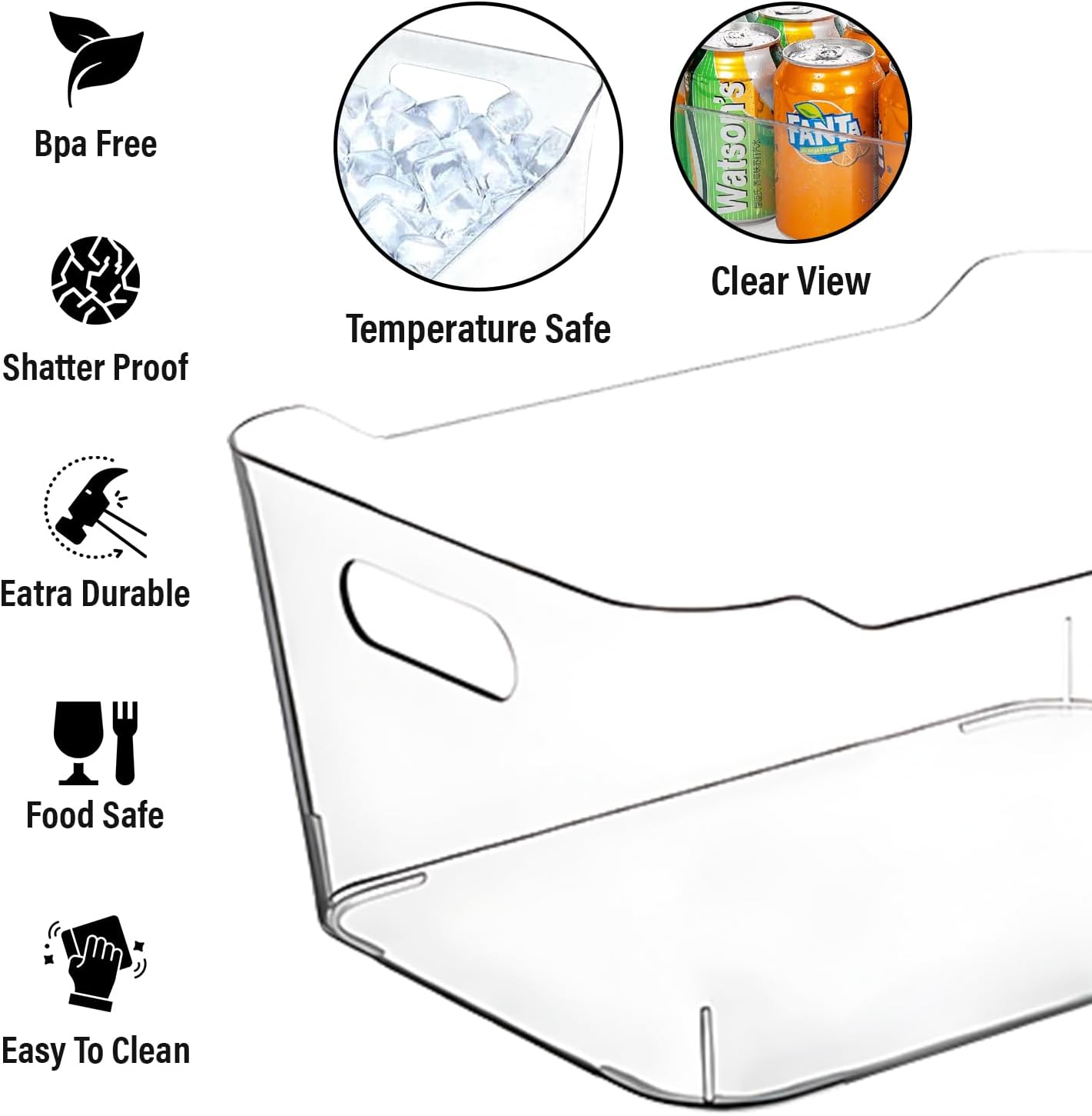 Detalle 2 de Clear Plastic Storage Bins (Set of Organizer Containers) for Kitchen, Pantry, Fridge, and More