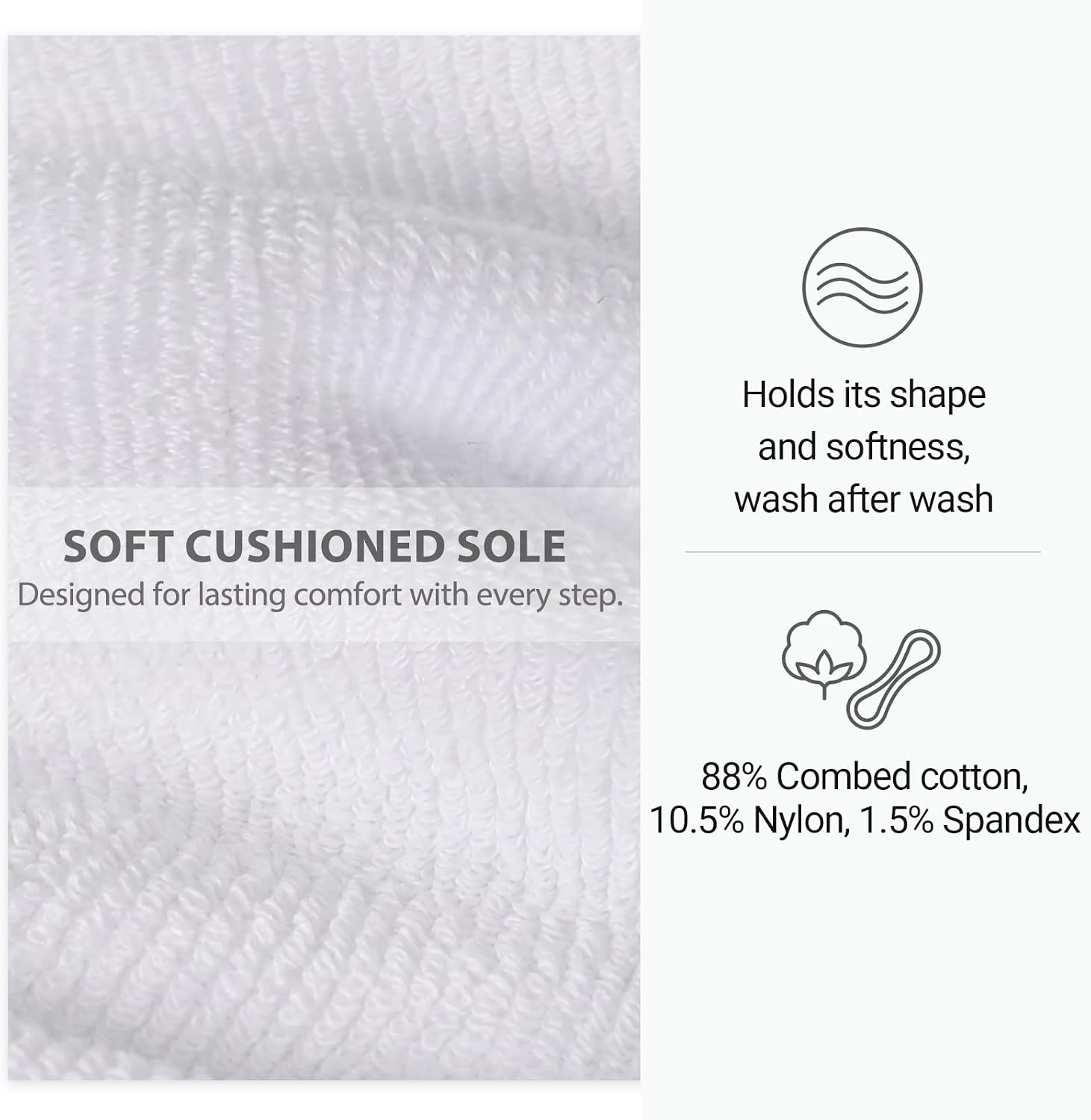 Detalle de Josnown Women's Cushioned Quarter Ankle Socks, Combed Cotton, 6 Pairs