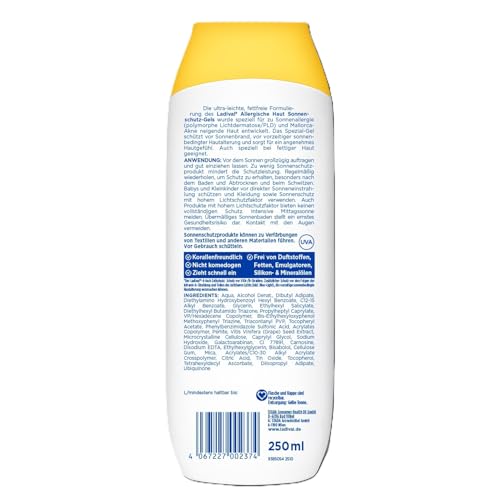 Detalle de Ladival Allergische Haut Sonnencreme LSF 50+ Gel – 250 ml für sensible Haut