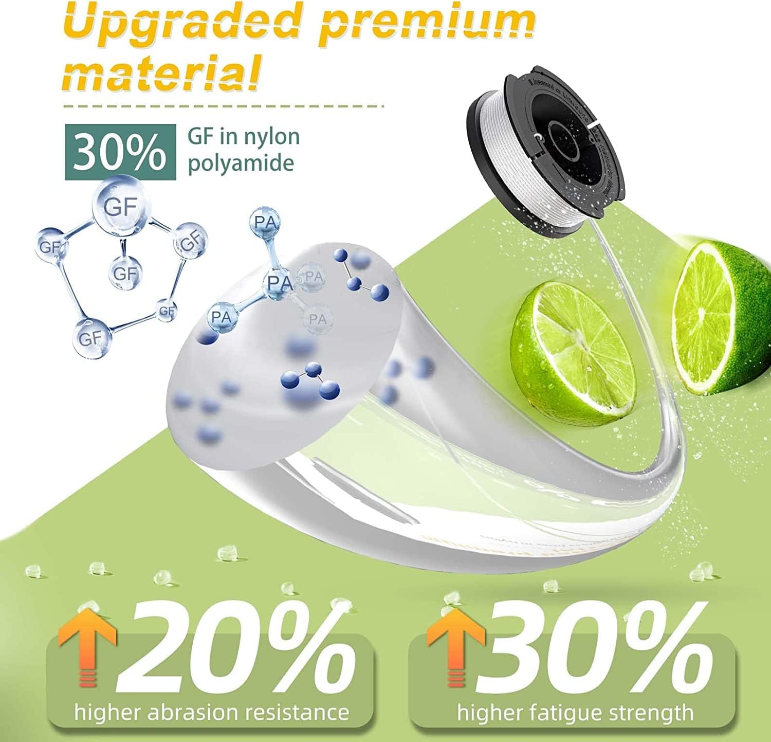 Detalle 2 de 6x Rasentrimmer-Spule (Ø 1,65 mm, 10 m) kompatibel mit Black & Decker – inkl. Abdeckung und Feder
