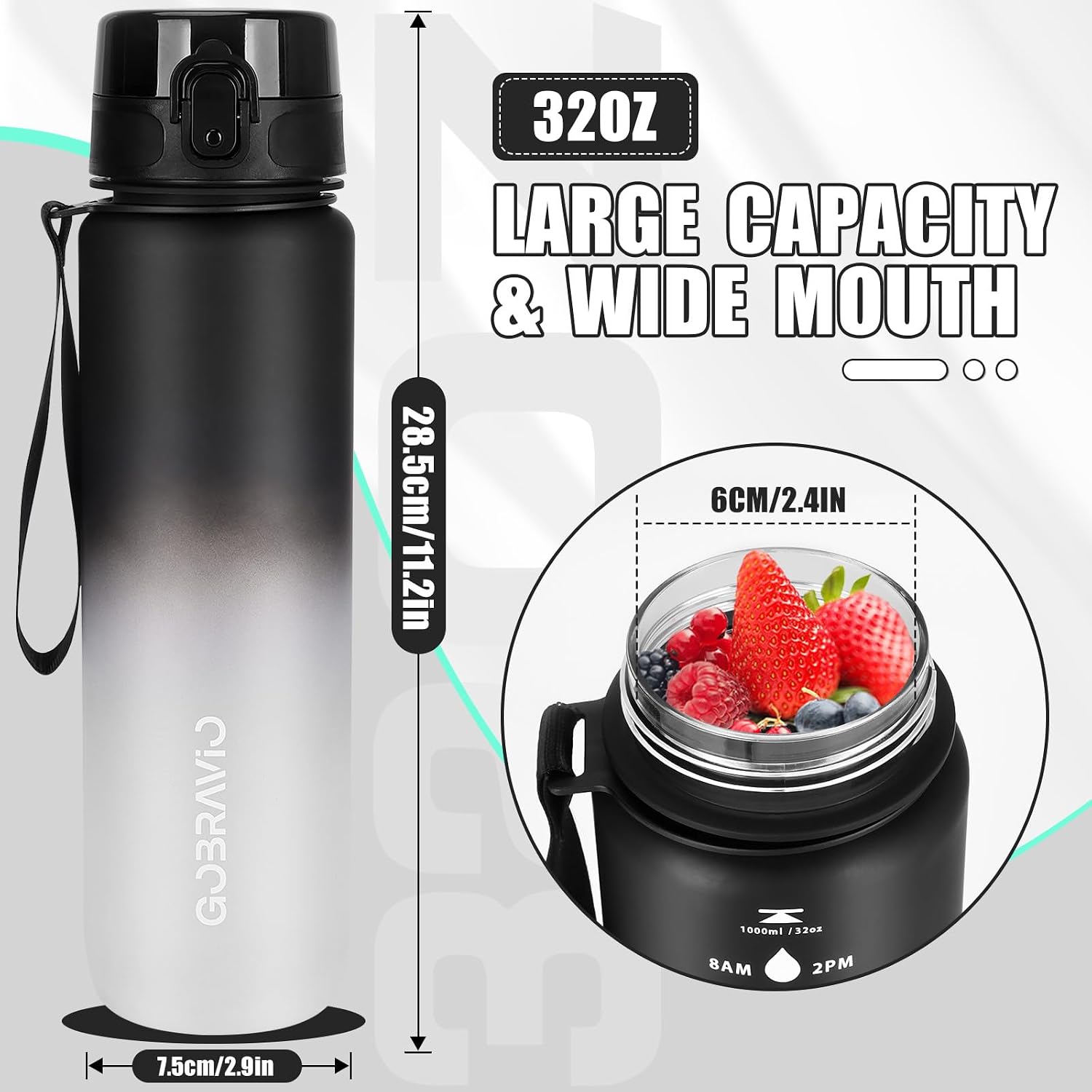 Detalle de Gobravio 1L sports water bottle