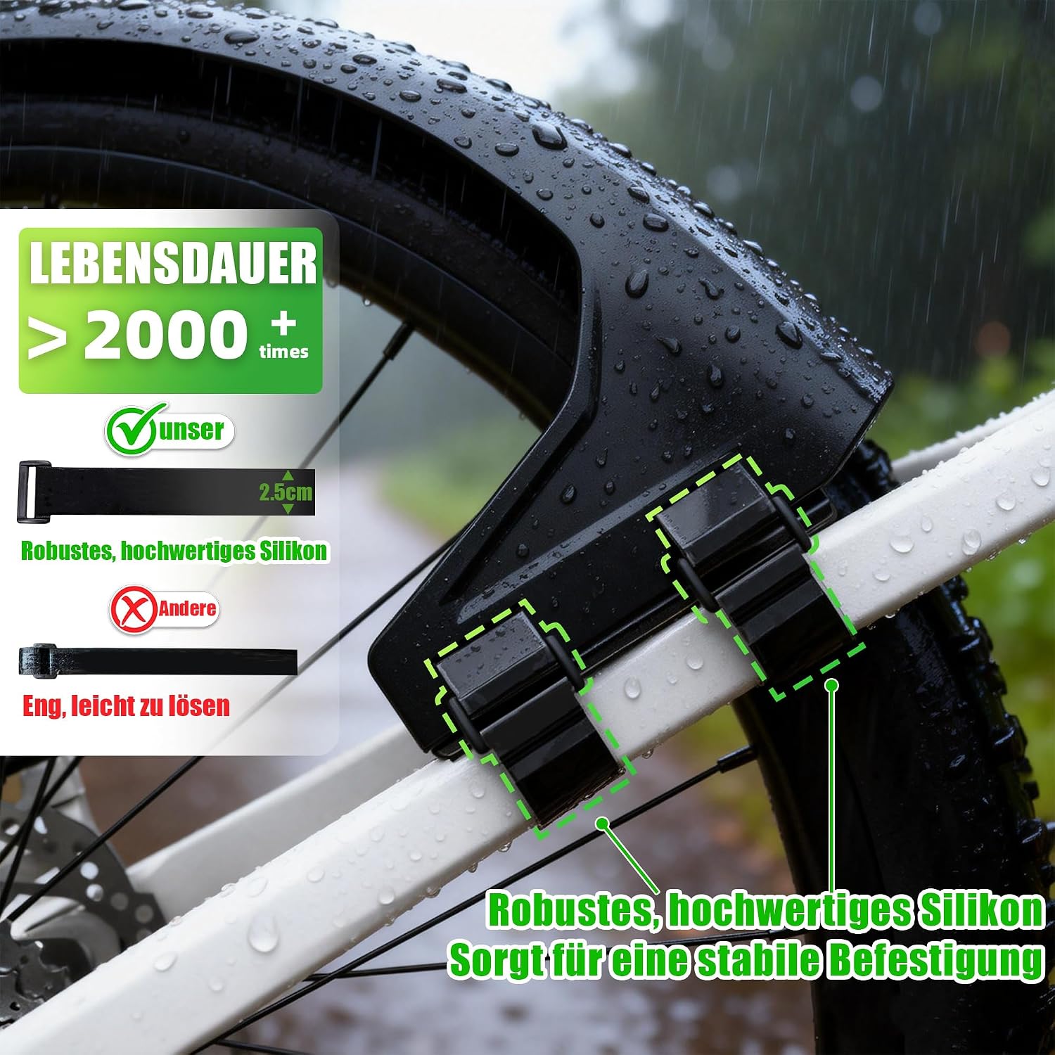 Detalle 2 de RBRL Fahrrad-Schutzblech-Set vorne & hinten für MTB-Reifen (27,5/29 Zoll, bis 3,0")