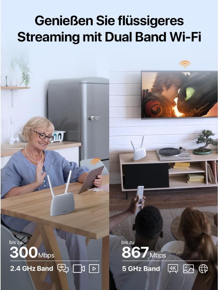 Thumbnail 4 de Tenda 4G07: 4G LTE WLAN Router für SIM-Karten – AC1200 Dualband, 2 abnehmbare Antennen, MU-MIMO