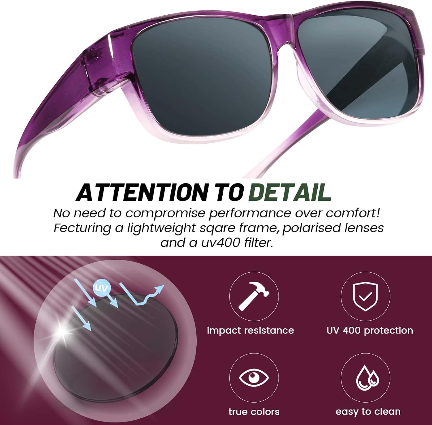 Thumbnail 5 de LVIOE Over Glasses Fit-over Sunglasses – Polarised UV Protection for Driving