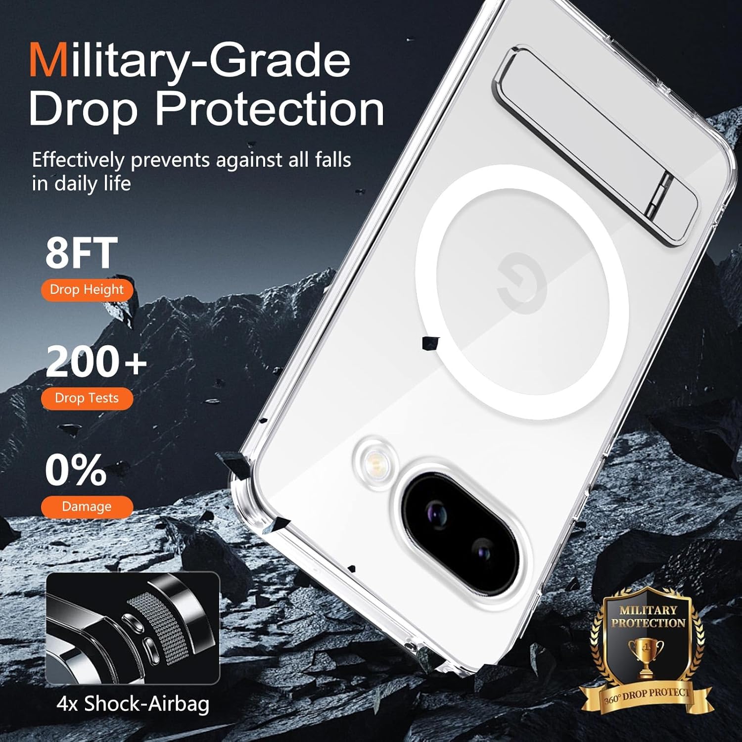 Detalle de XTCASE Coque magnétique pour Google Pixel 10a avec support invisible et bumper antichoc - Clear