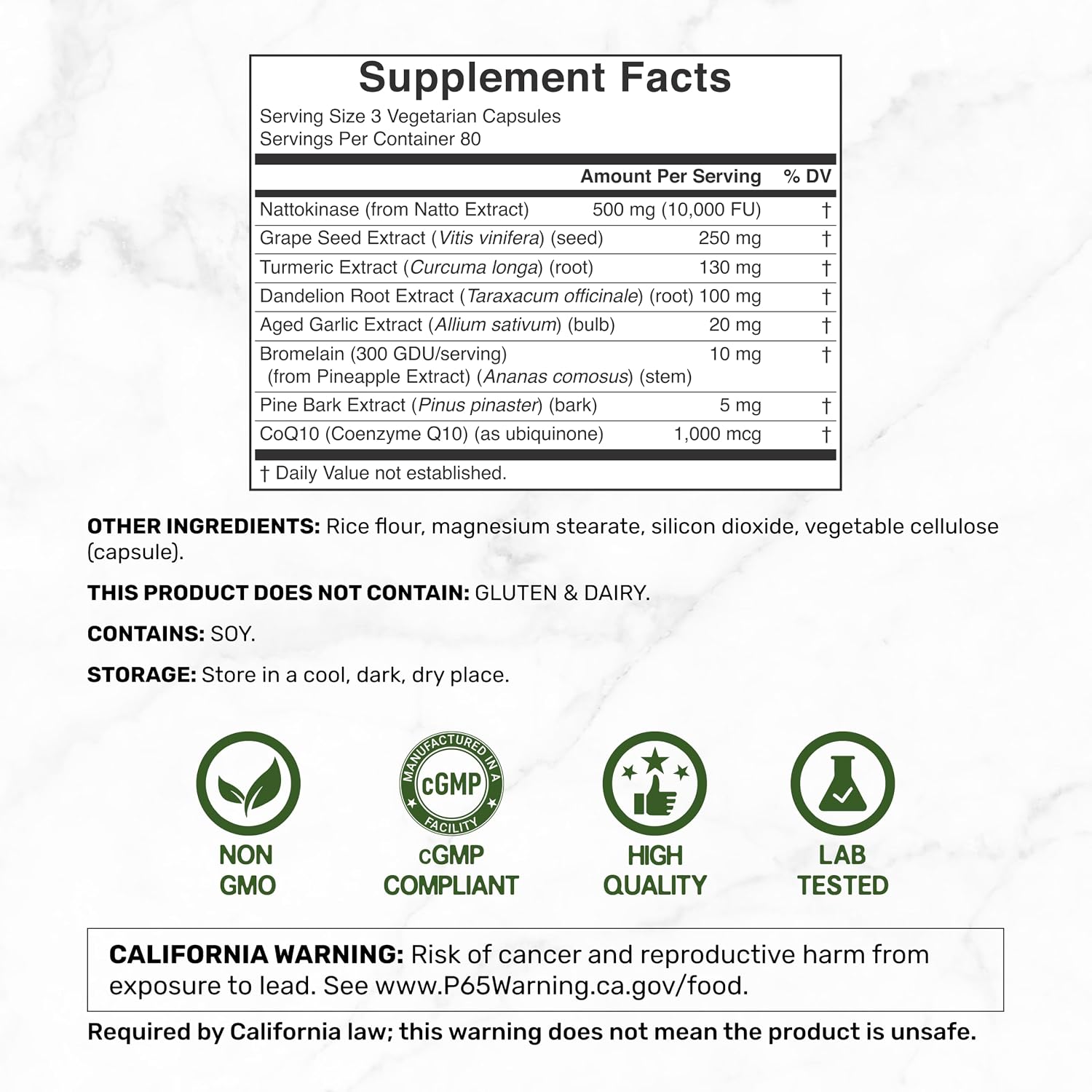 Detalle 2 de Nattokinase Supplement, 240 Veggie Capsules