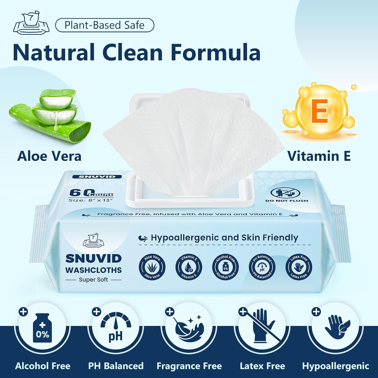Detalle de Adult Wipes for Elderly – 720 Count Extra Large 8"x13" Disposable Washcloths (12 Packs)