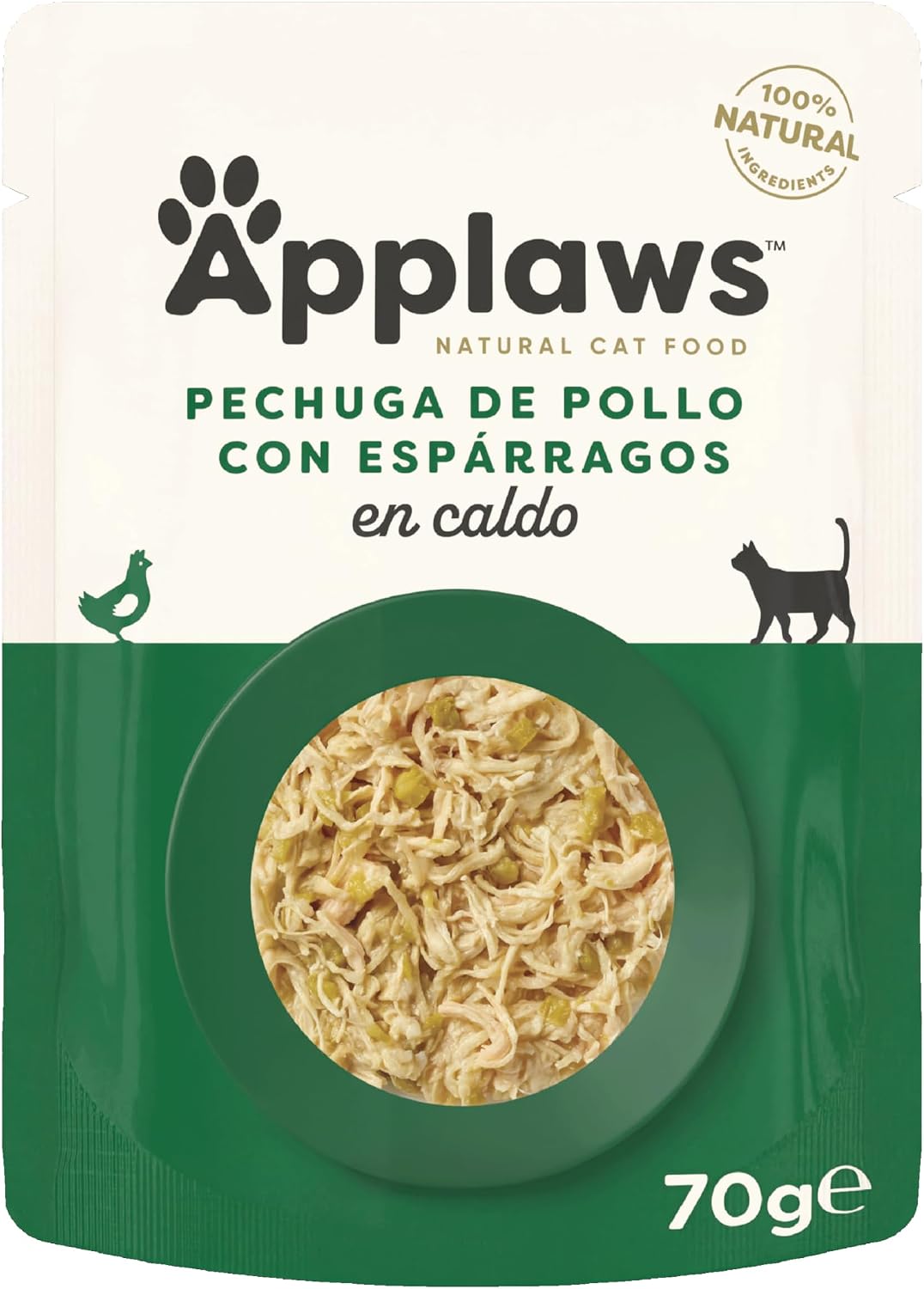 Detalle de Applaws Alimento Umido Gatti 100% Naturale, Assortimento di Pesce in Brodo, 12 Pochette da 70g