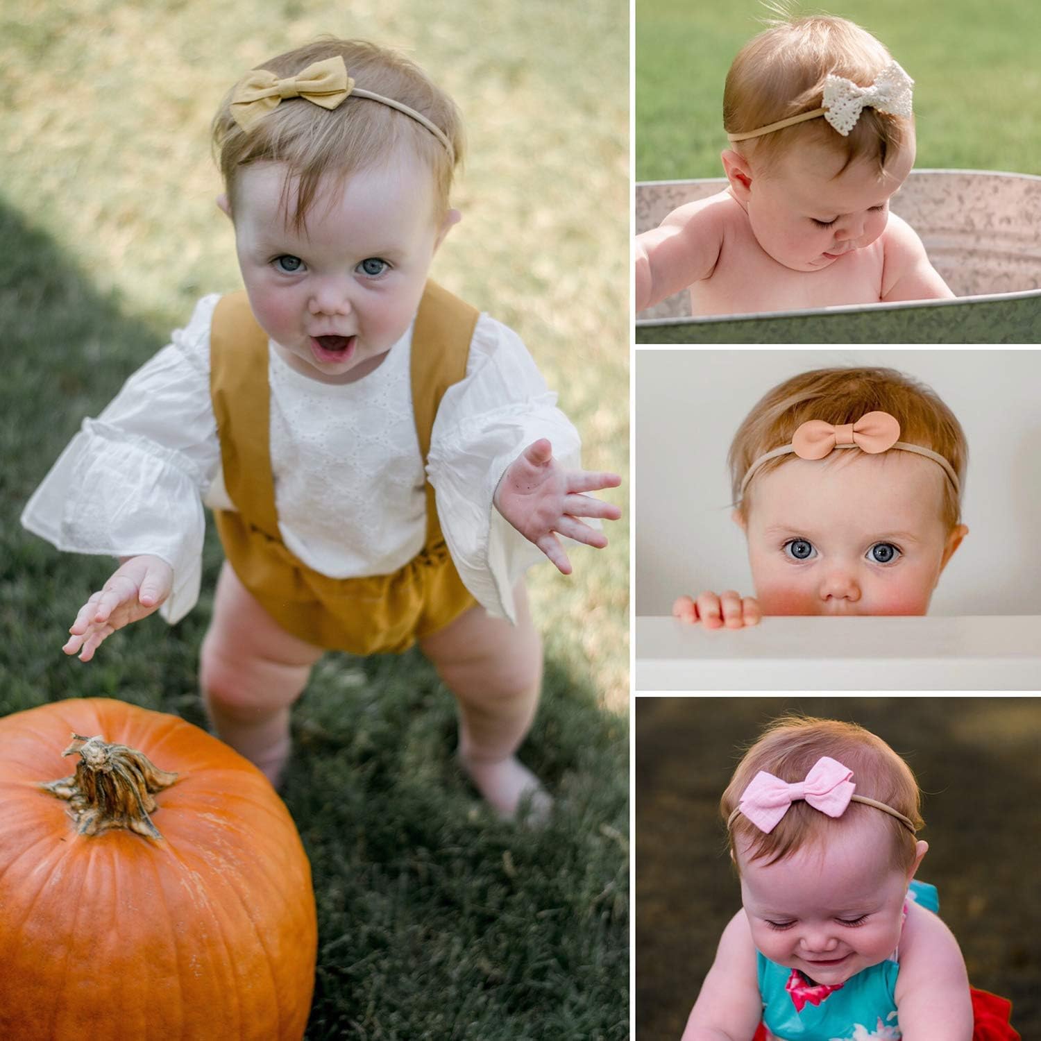 Thumbnail 3 de DRESHOW Baby Girl Headbands and Hair Bows – 10-pack nylon headbands with assorted bow styles