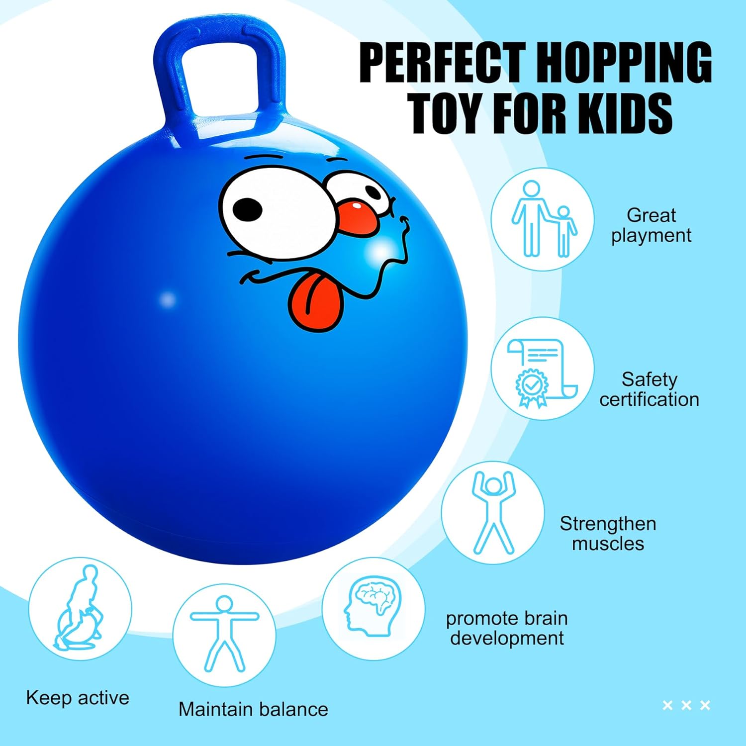 Detalle de INPODAK Space Hopper 18-inch hopper ball with handle for kids (age 3–6)
