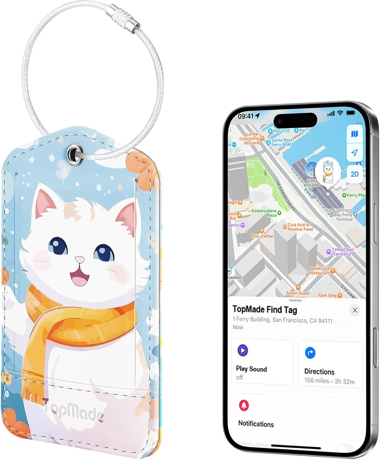 Detalle de TopMade Smart Luggage Tag with Find My, Rechargeable 1