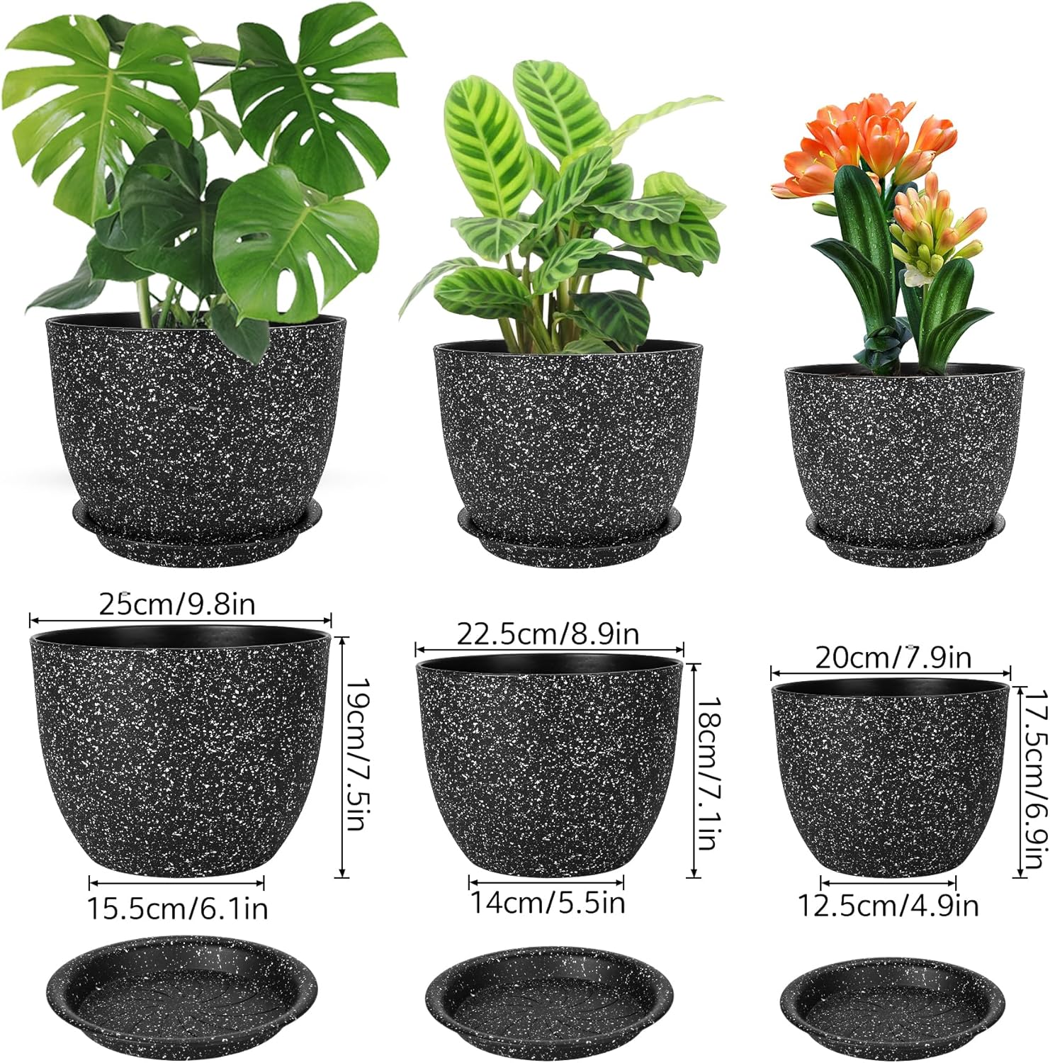 Thumbnail 1 de CSYY 25/23/20cm Plant Pots Indoor – Large Plastic Self-Watering Trio with Tray