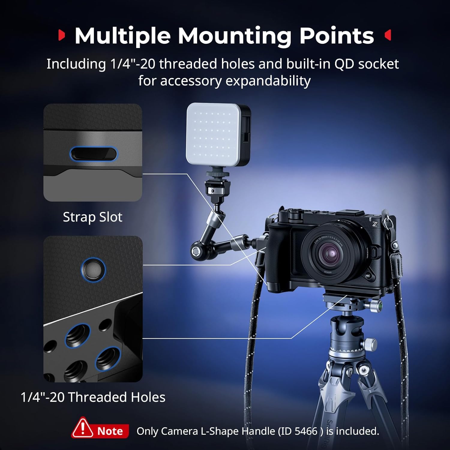 Detalle de SmallRig Poignée en L pour Nikon ZR avec Grip en Silicone et plaque rapide Arca – réf. 5466
