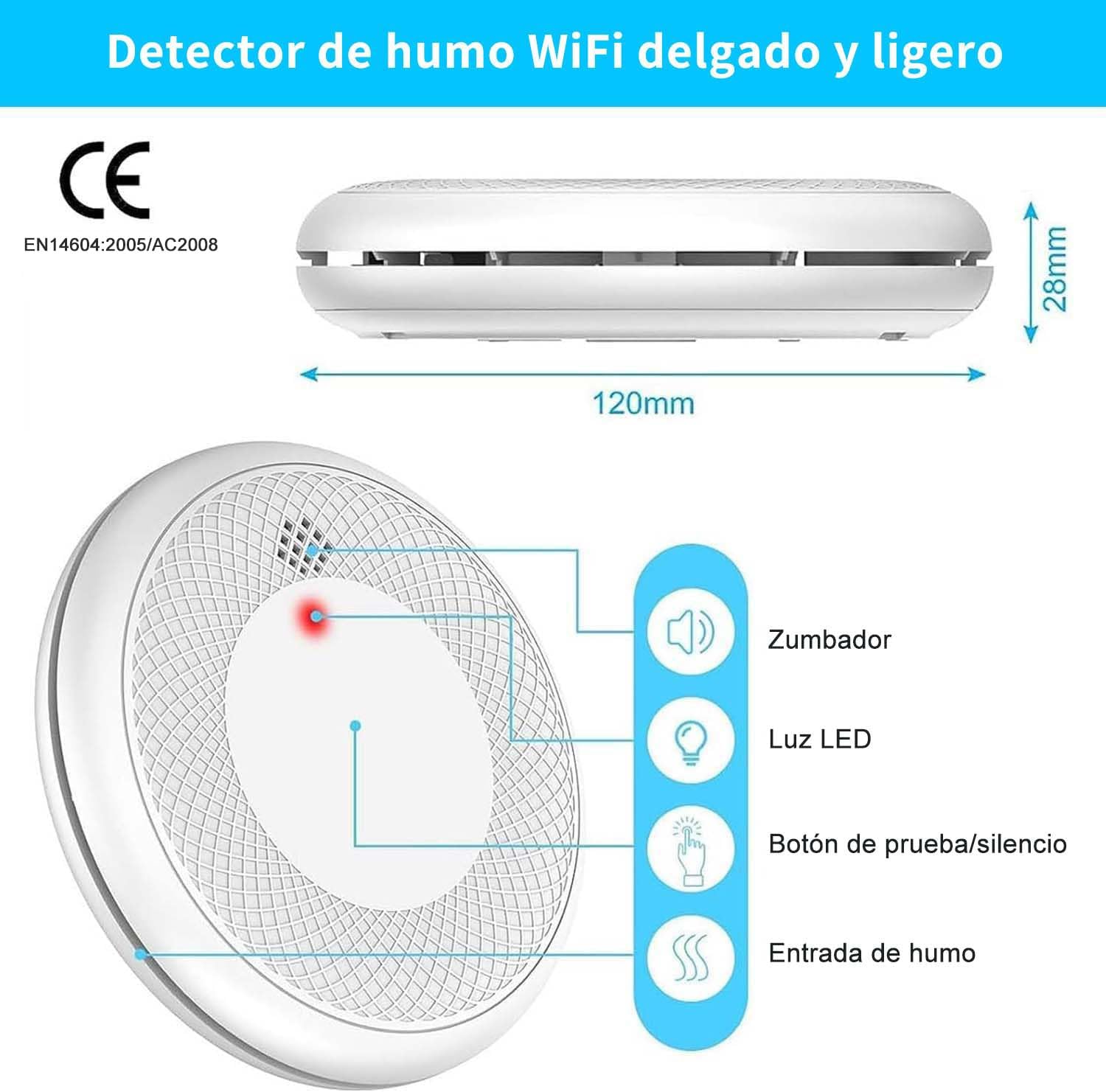 Detalle 2 de Detector de Humo Inteligente Wi‑Fi 3 piezas