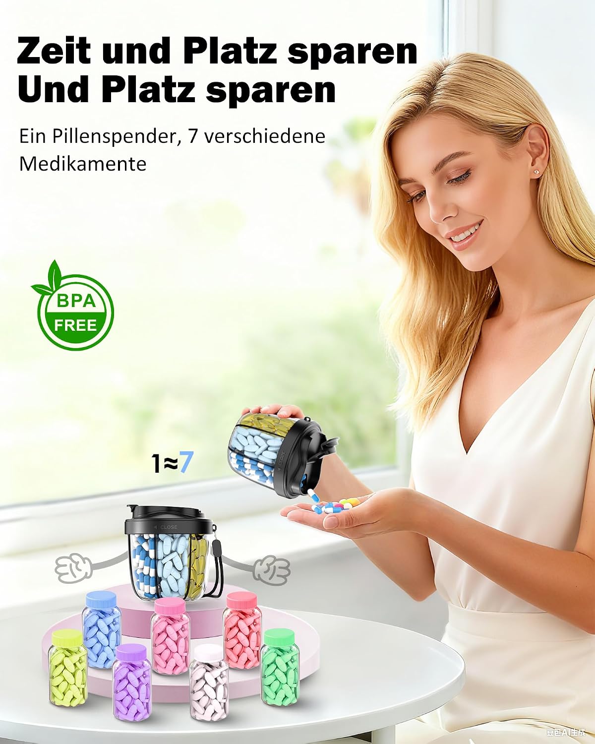 Detalle 2 de NAVIKIA Tablettenbox 7 Tage mit 20 Etiketten
