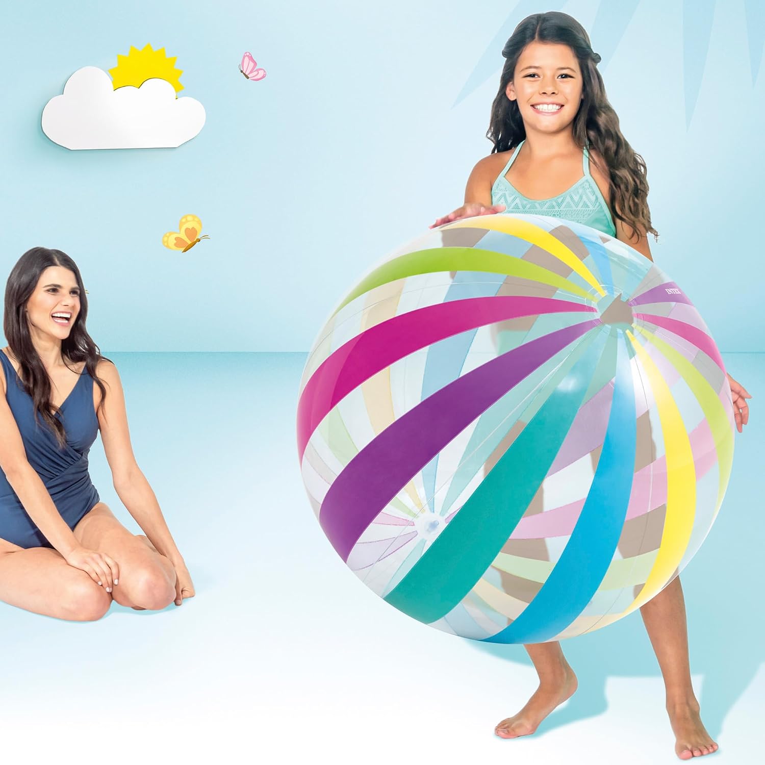 Detalle 1 de Intex 59065 Palla Jumbo 107 cm Multicolore – Palla gonfiabile maxi per bambini dai 3 anni