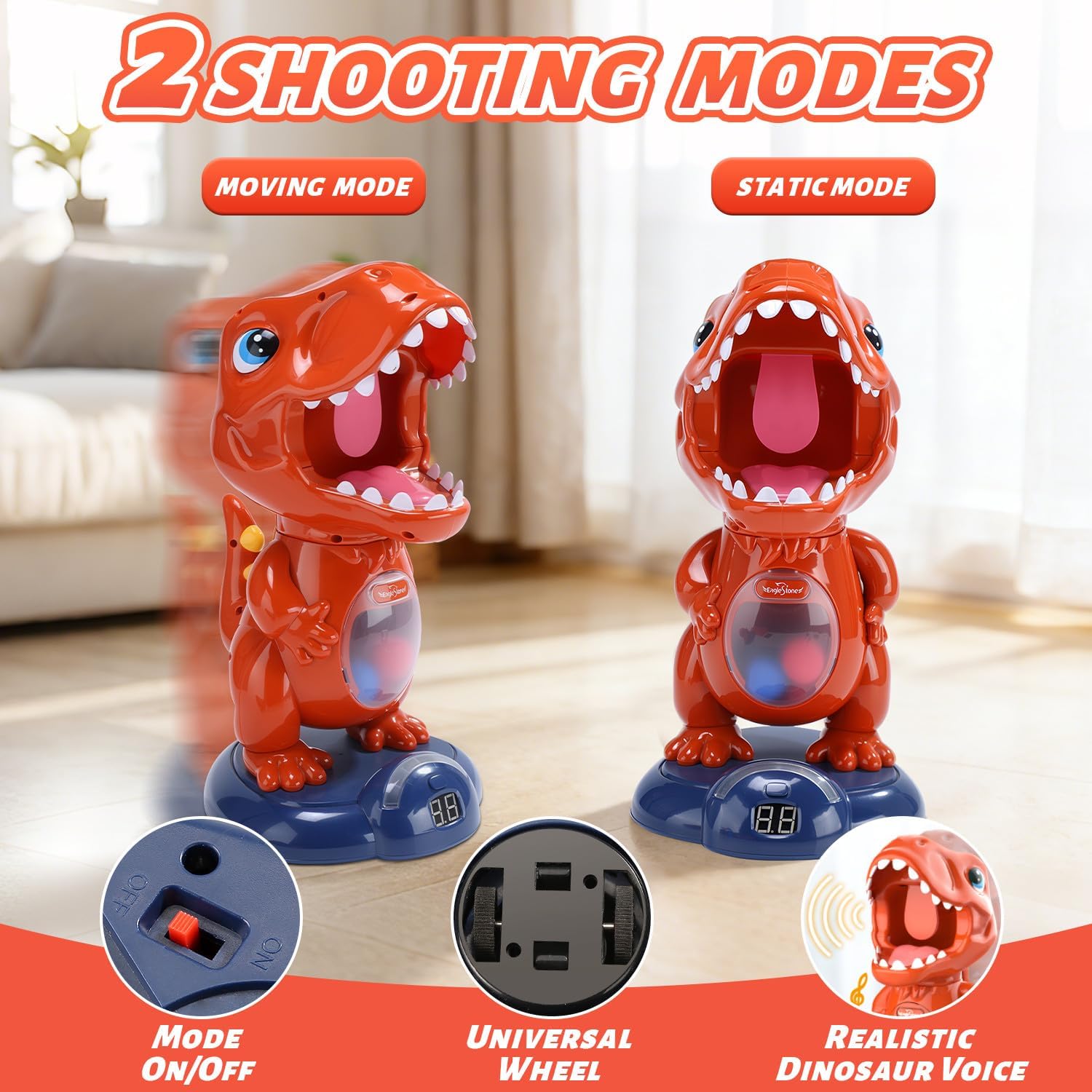 Detalle de EagleStone Dinosaur Shooting Game for Kids 3-9 with Moving Target and LED Score