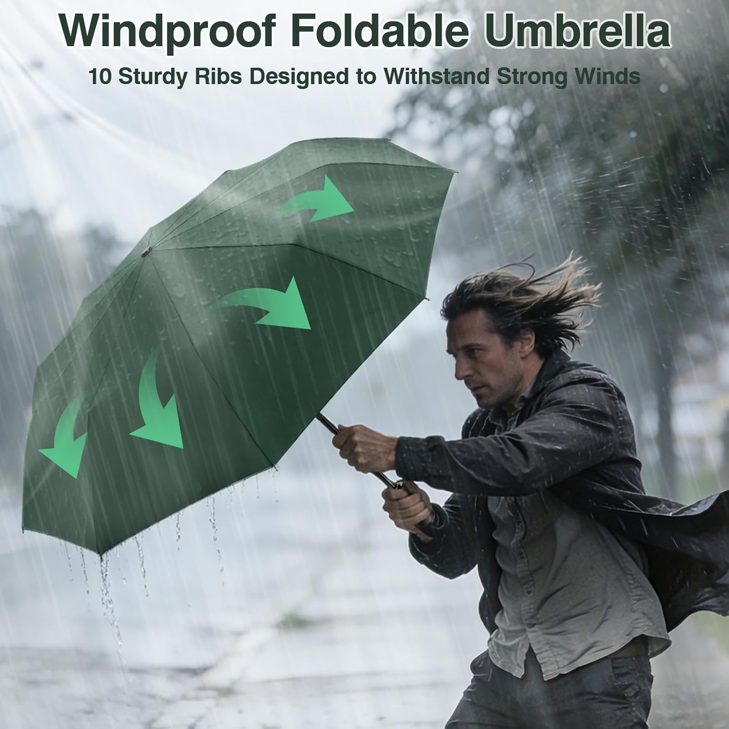 Thumbnail 6 de ZOMAKE Parapluie pliant compact automatique anti-vent, mini noir (10 brins)