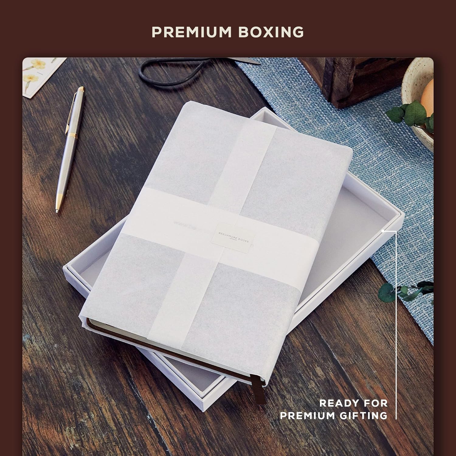 Thumbnail 6 de Beechmore Books Lined Journal Notebook 5.8" x 8.3" (A5) with Vegan Leather Hardcover, 160 Lined Pages, 120gsm, Gift Box Included