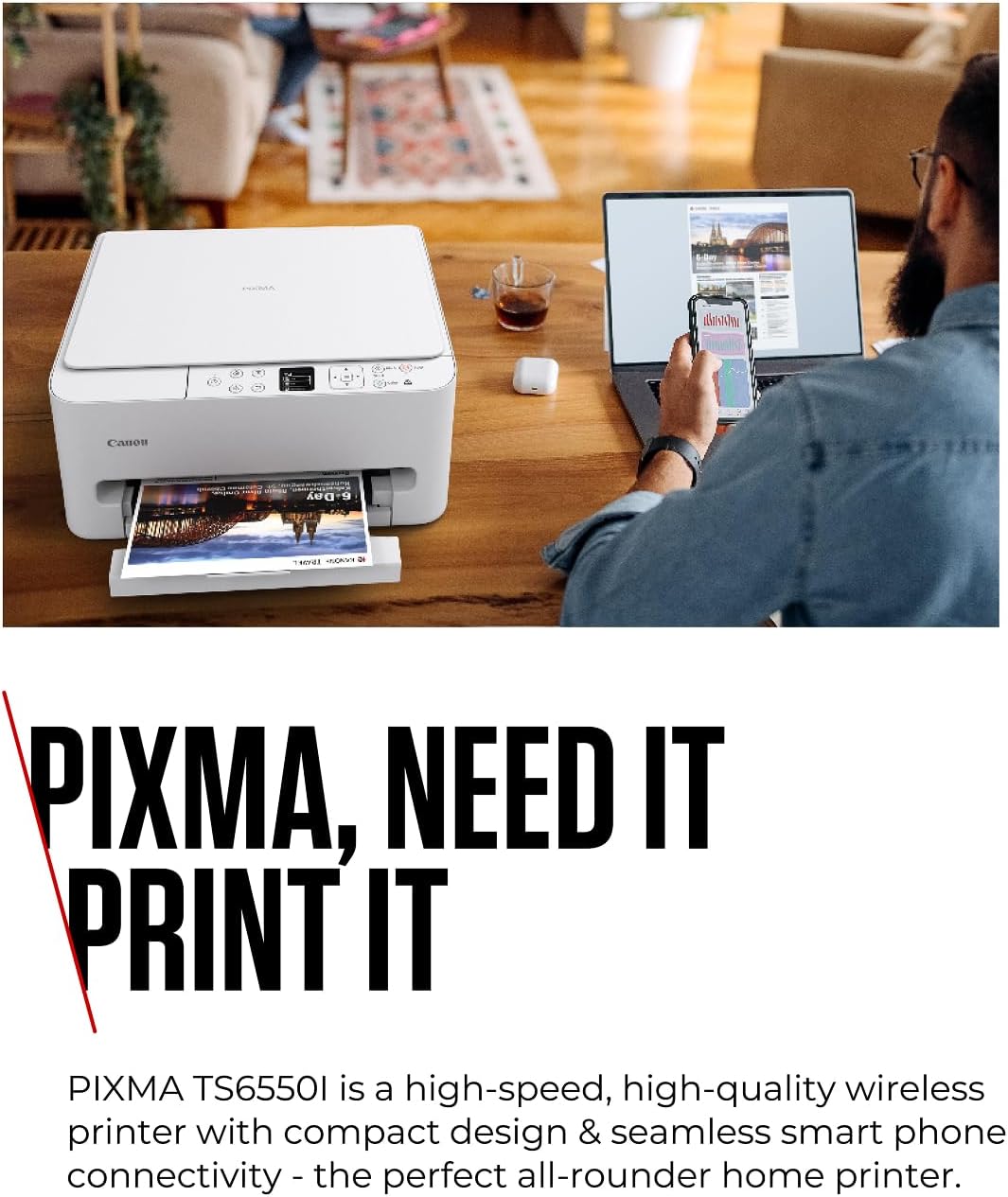 Detalle de Canon PIXMA TS6550I: All-in-One Wireless Printer with 1.42" OLED Display
