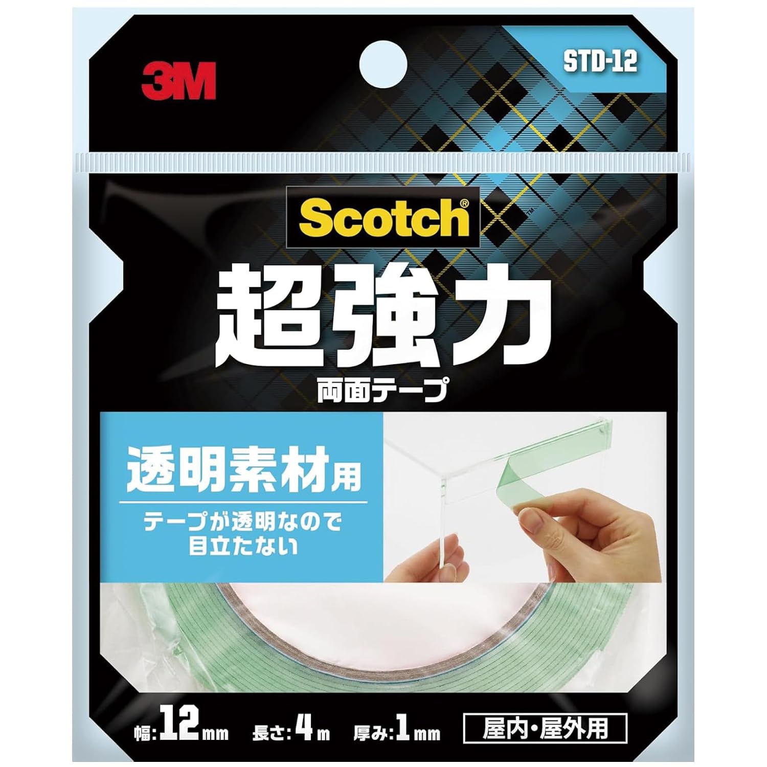 Detalle de 3M スコッチ STD-12 透明素材用の超強力両面テープ 幅12mm・長さ4m