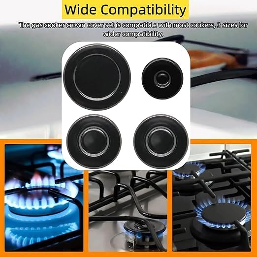 Detalle 1 de BANGPEIWQT Gas Stove Burner Cap Set, 4 Sizes for SABAF Cooktops