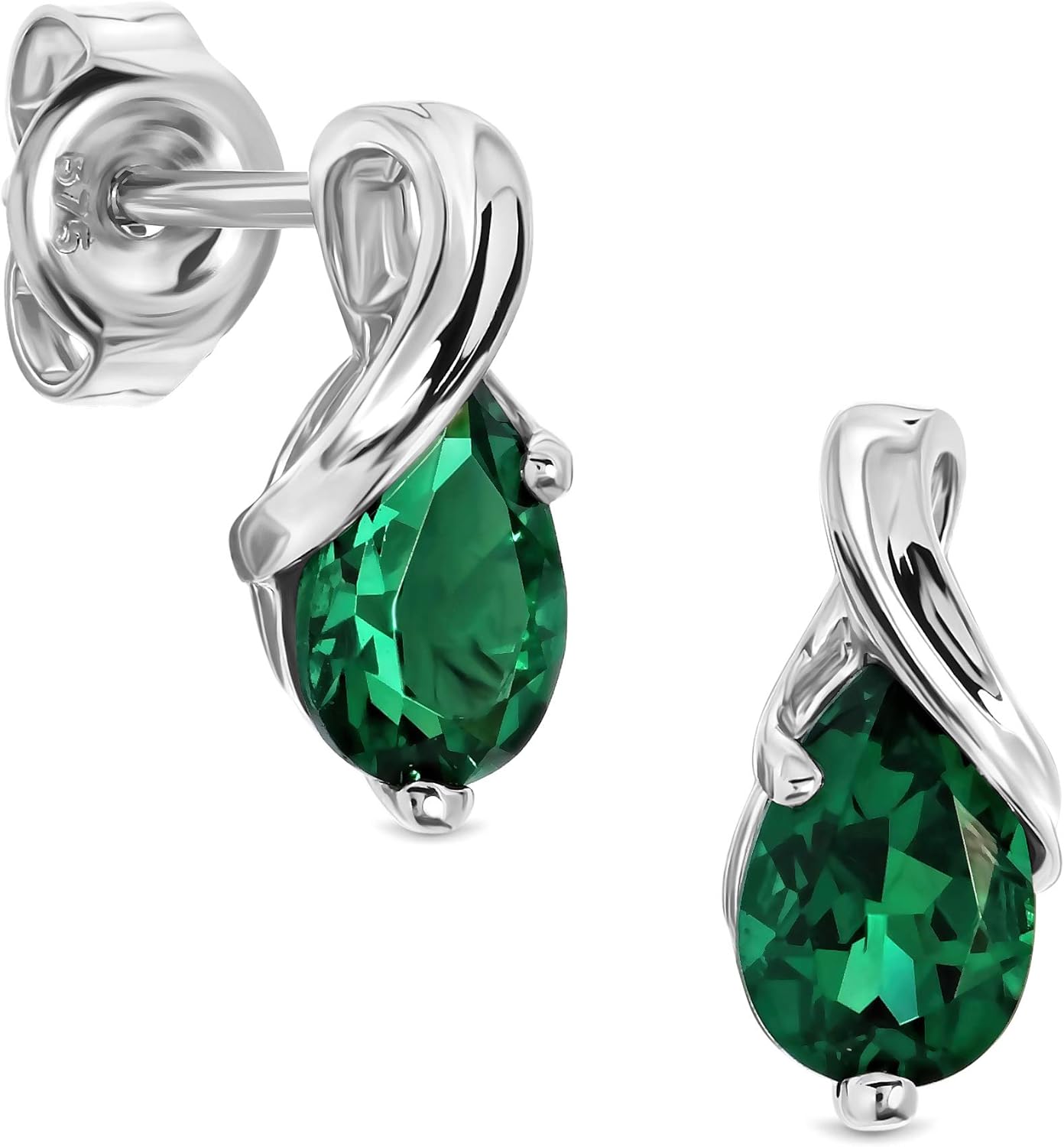 Thumbnail 6 de Miore boucles d’oreilles studs pour femmes en or blanc et jaune 9 kt (375) avec perles en forme poire : rubis, émeraude, saphir, topaze, améthyste et aigue-marine – coffret cadeau