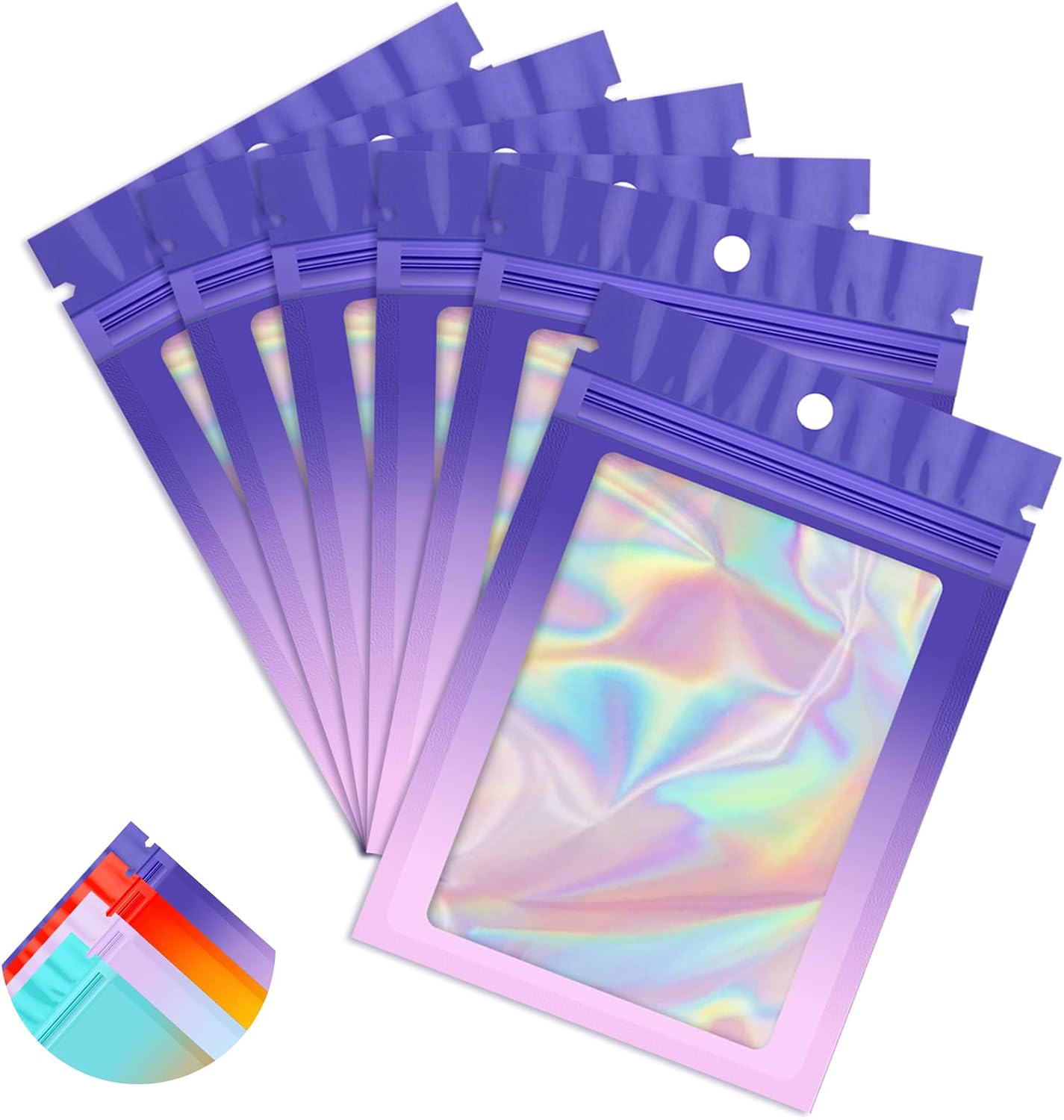 Detalle de FUNFERY B09VL46GVL_CA NARF Holographic Resealable Bags, 4 x 6 in, 100-Pack