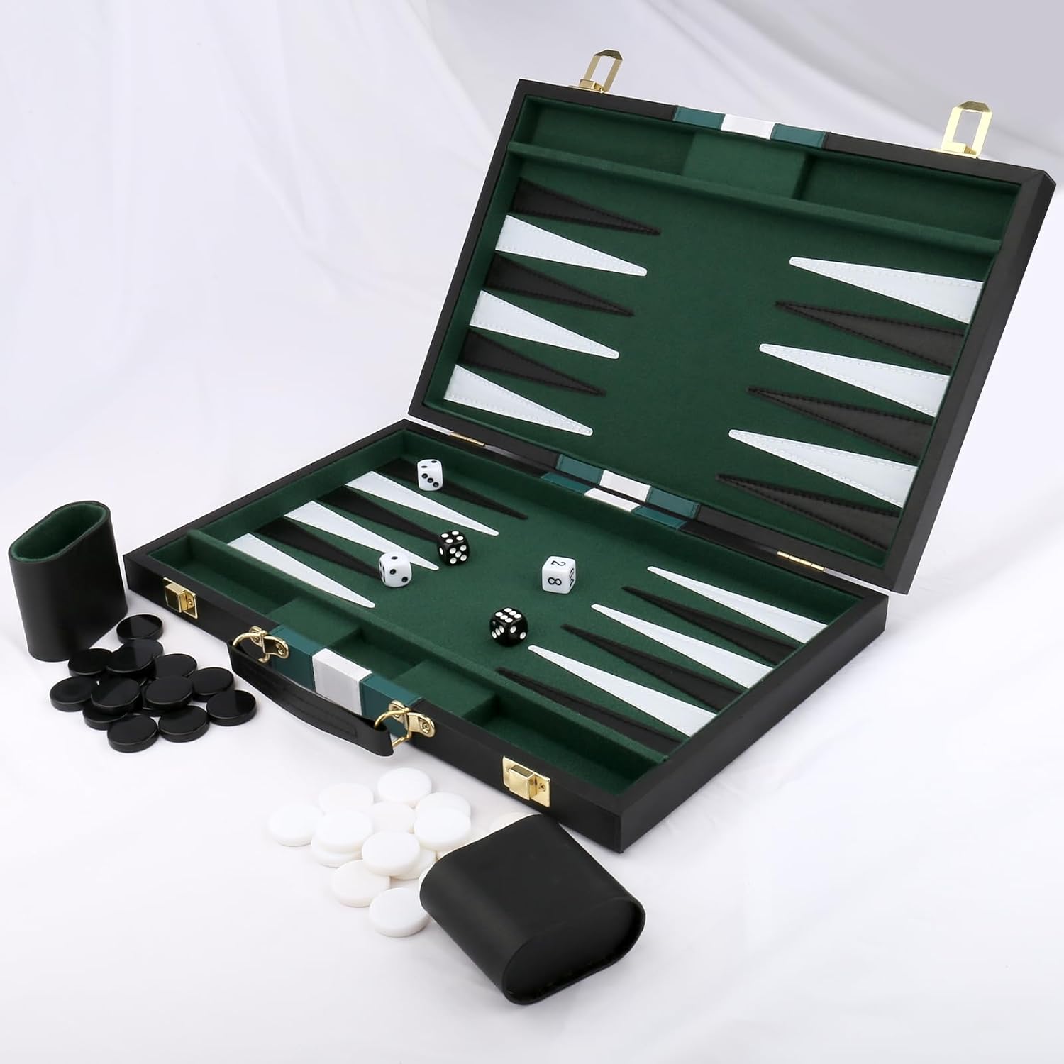 Thumbnail 1 de Backgammon Set with Premium Leather Case (18-inch) - Classic Portable Strategy Game for Adults & Kids, Black