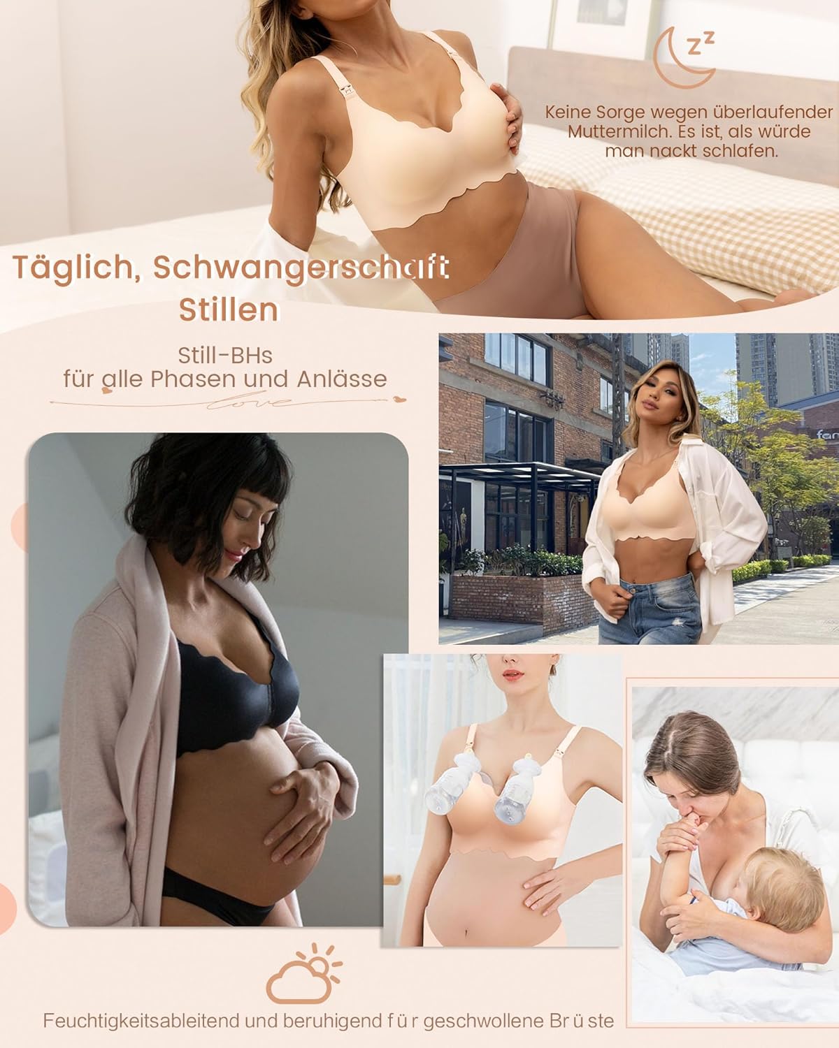 Thumbnail 5 de As Fairy Still-BH zum Stillen – kabellose nahtlose Schwangerschafts- und Schlaf-Bralette mit 360°-Stütze