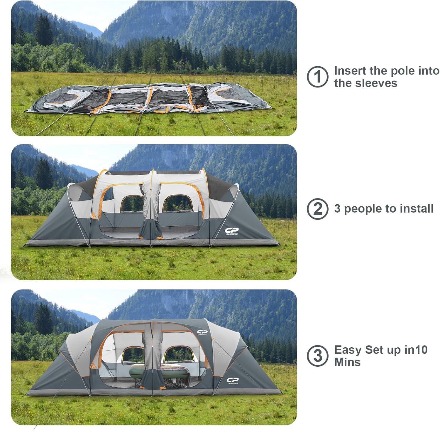Detalle de CAMPROS CP Tent 12-Person 3-Room Family Tent